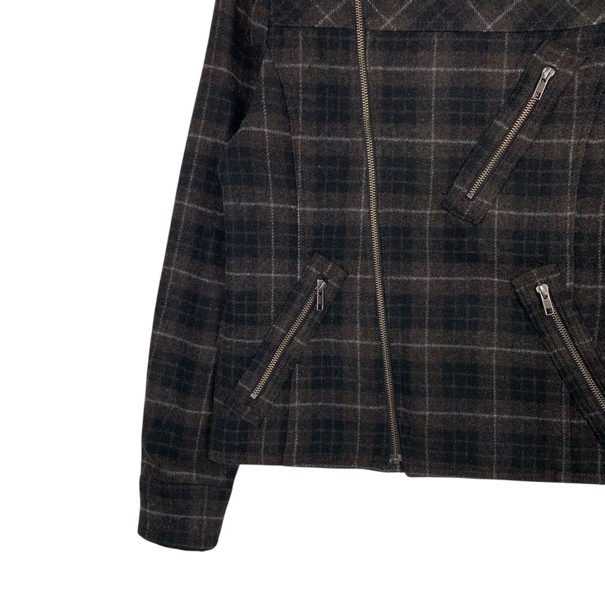 Japanese Brand AS SUPER SONIC Wool Checked Asymmetrical Jacket #2939-C133 Size US M / EU 48-50 / 2 - 5 Thumbnail