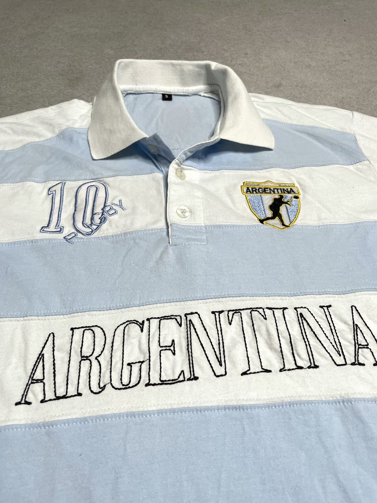 Vintage Vintage Baby Blue White Striped T-Shirt Tee Polo Argentina Size US S / EU 44-46 / 1 - 3 Thumbnail