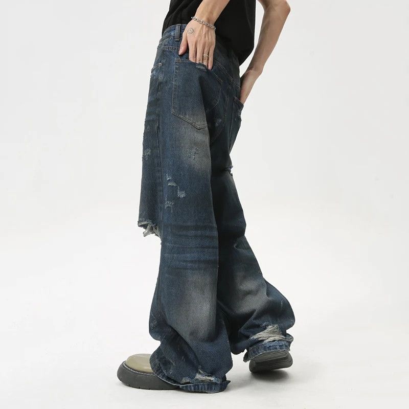 Japanese Brand × Jean × Vintage Straight Hole Loose Jeans Size US 32 / EU 48 - 4 Thumbnail