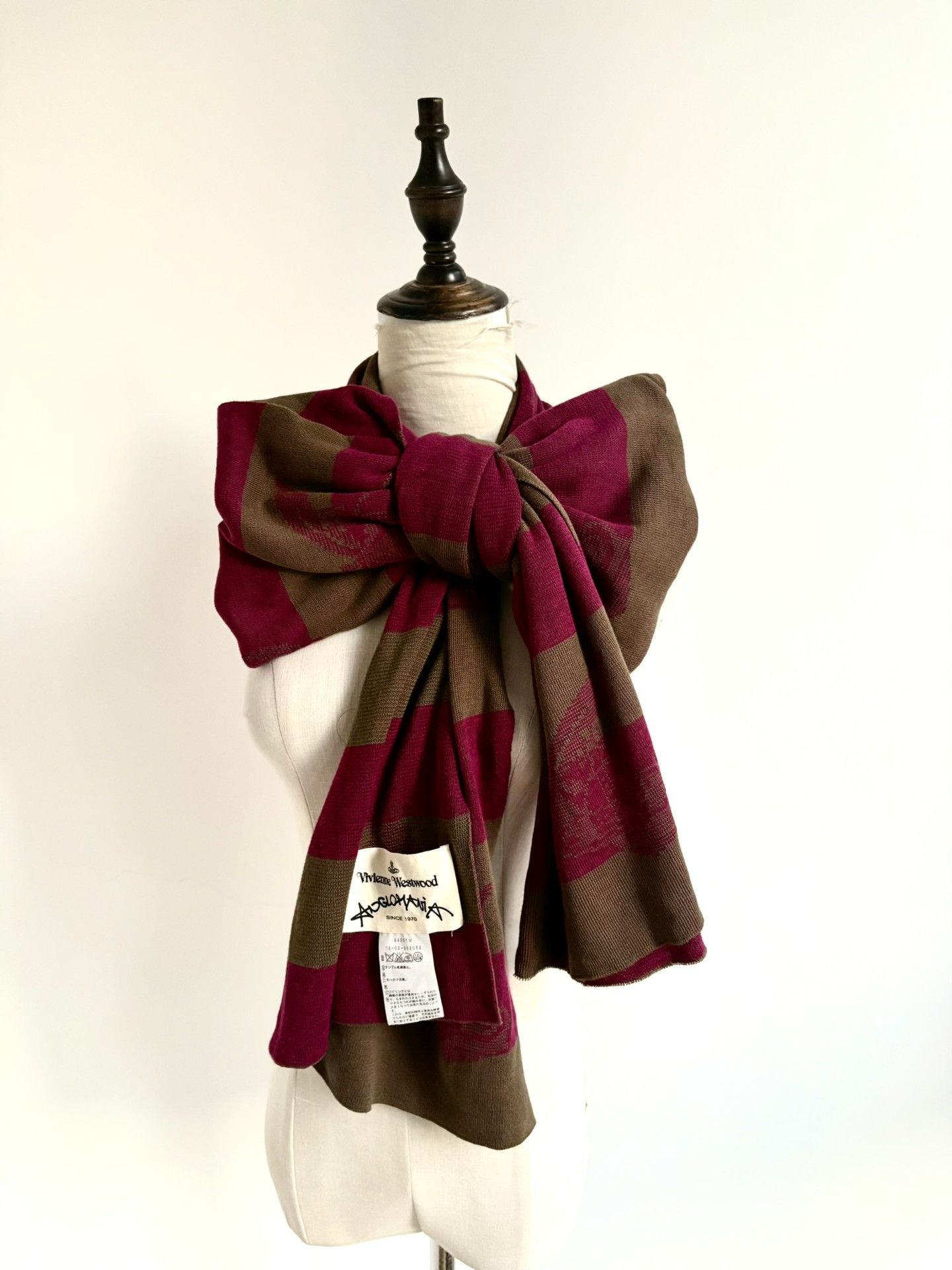 Vivienne Westwood Vivienne Westwood Vintage Red-Brown Stripe Saturn Scarf Size ONE SIZE - 1 Thumbnail