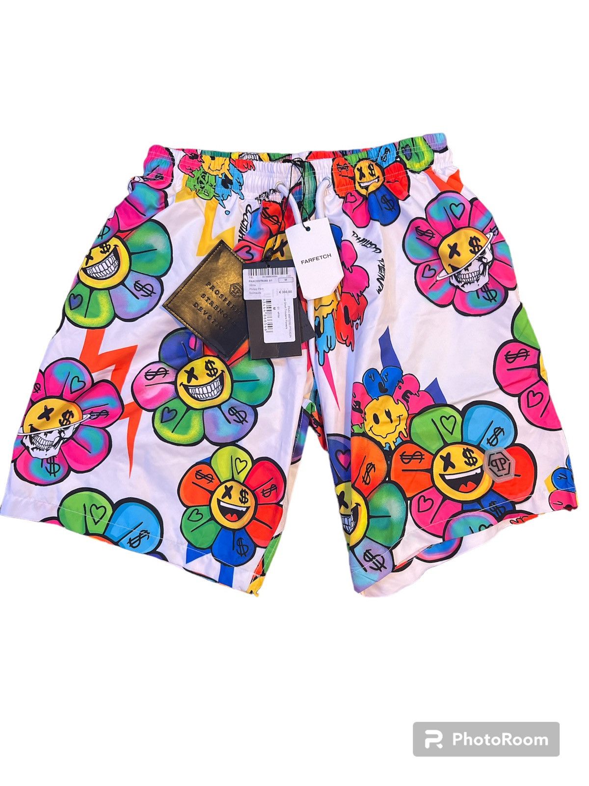 image of Philipp Plein Philip Plein Swimming Trunks in White, Men's (Size 32)