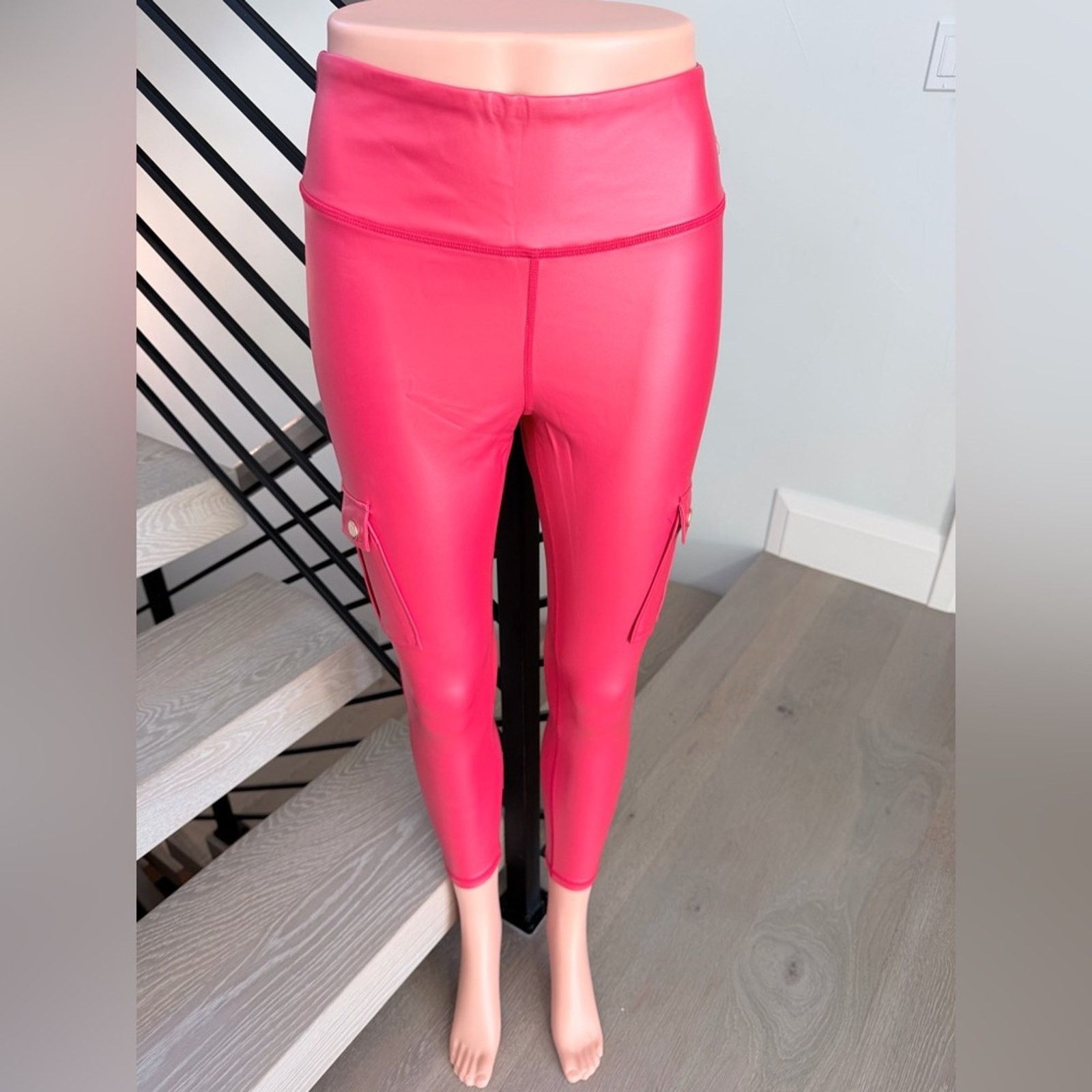 Other New Y2K Red Faux Leather Cargo Leggings with Pockets size 26 Size 26" / US 2 / IT 38 - 1 Thumbnail
