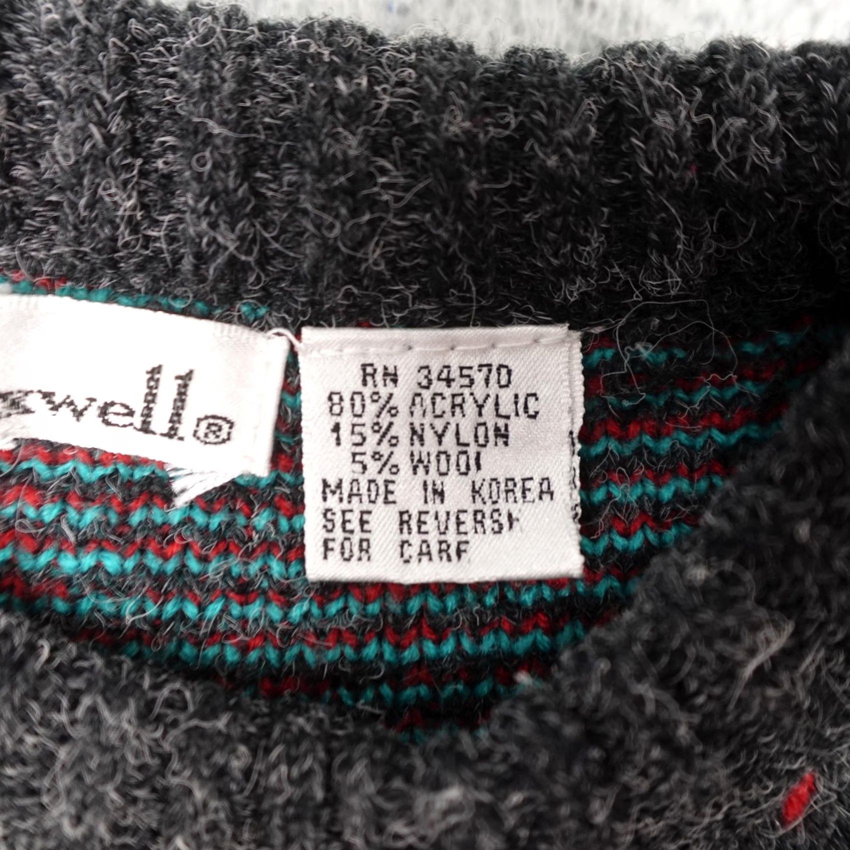 Vintage Vintage Jason Maxwell Sweater Mens Large Gray Blue Geometric Knit Pullover 80s - Red Size US L / EU 52-54 / 3 - 4 Thumbnail
