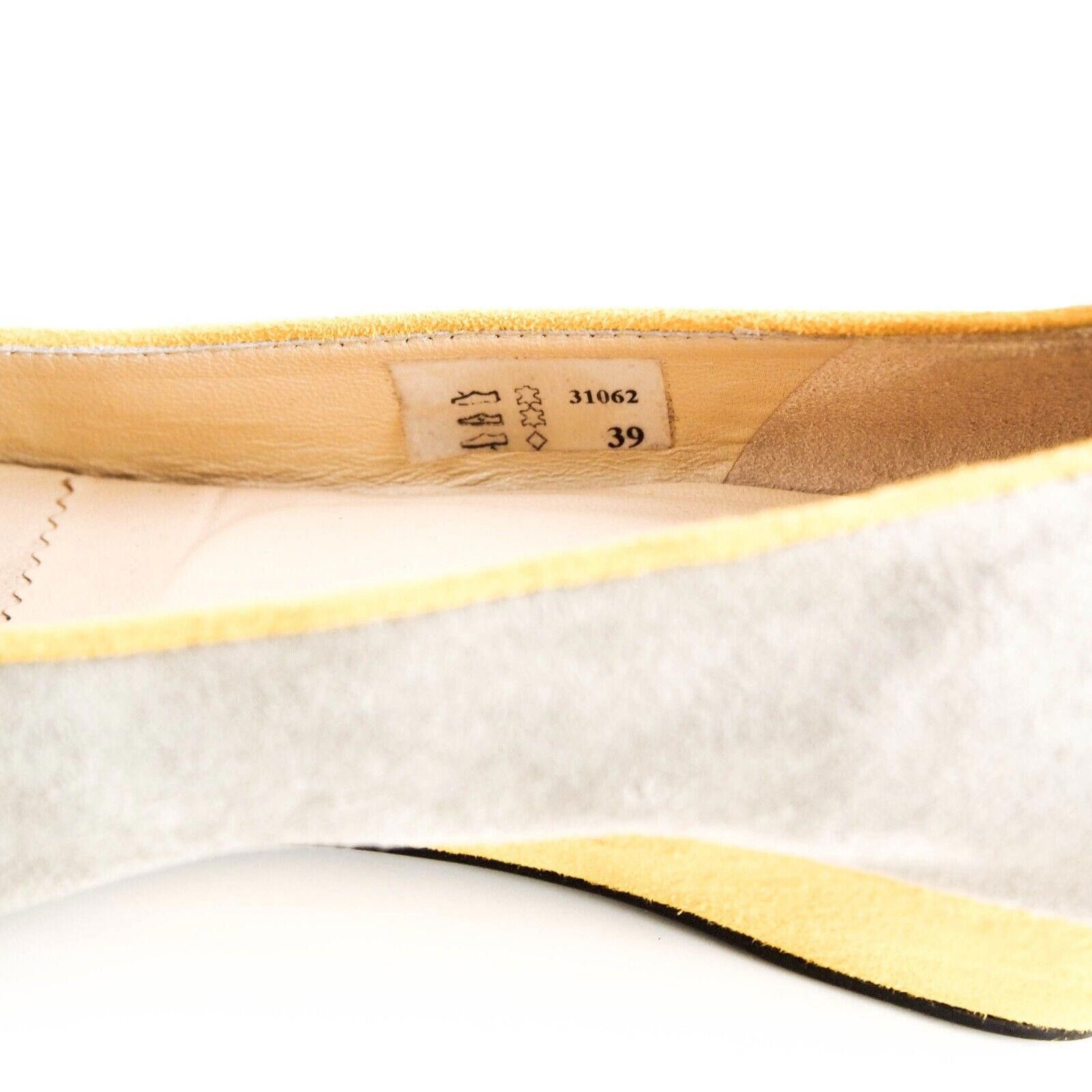 Designer Brunate Bow Loafers Low Wedge Gray Yellow Suede US 9 EU 39 Size US 9 / IT 39 - 5 Thumbnail