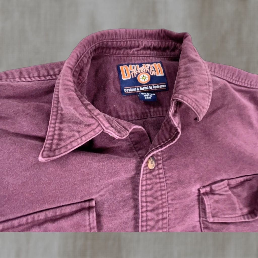 Vintage Duluth Shirt Men Large Maroon Button Up Chamois Cloth Heavy Outdoor Camp Hiking Size US L / EU 52-54 / 3 - 1 Thumbnail
