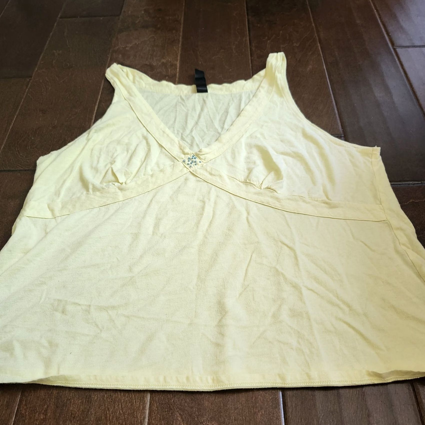 Vintage Planet Sleep Tank Shirt Juniors Adult Large Women Yellow Sleeveless Pullover 100% Cotton Casual School Modern Basic Summer Spring Fall Size L / US 10 / IT 46 - 6 Thumbnail