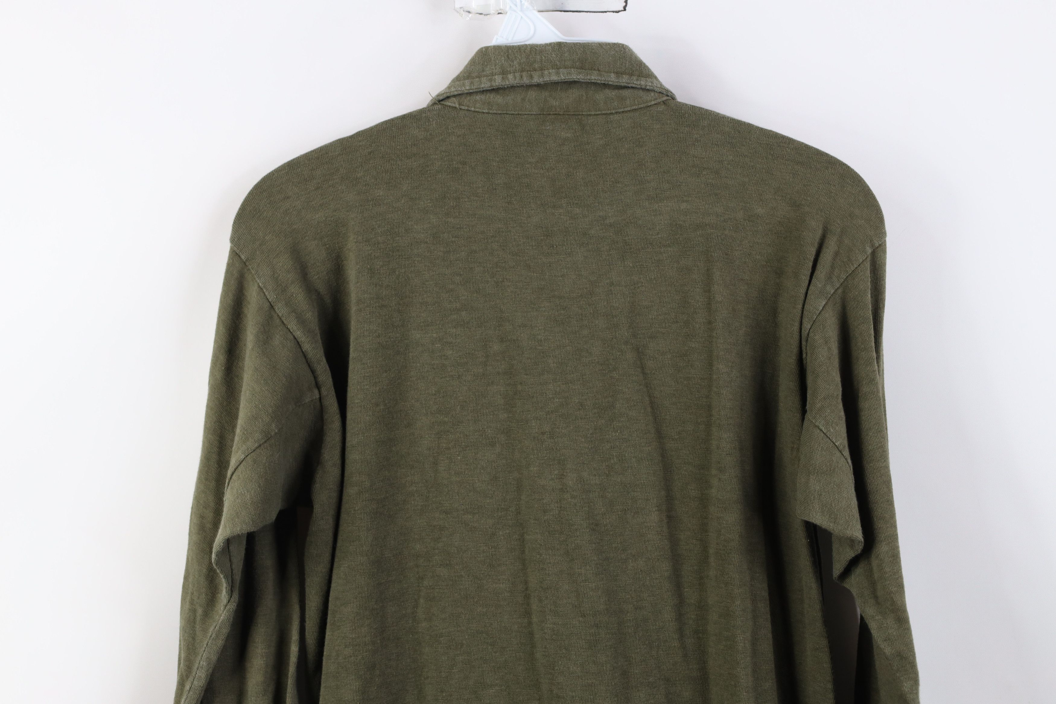 Vintage Vintage 50s Military Collared Knit Sleep Shirt Olive Green Size US L / EU 52-54 / 3 - 12 Thumbnail