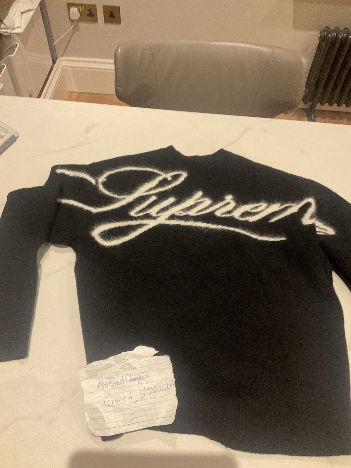 Supreme Supreme Angora Script Sweater FW25 Black | Grailed