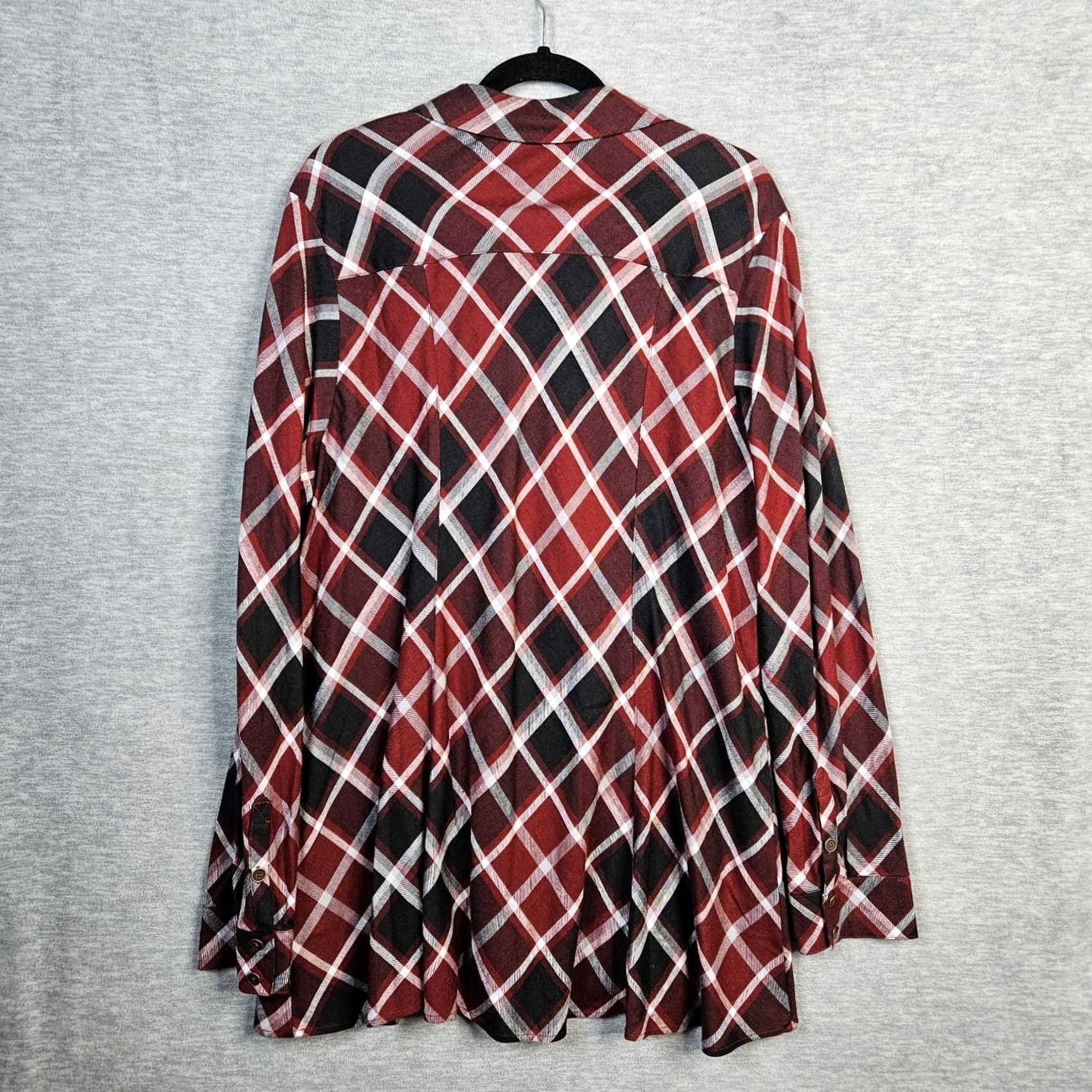 Soft Surroundings Soft Surroundings Button-Up Tunic Shirt 1X Plaid Multicolor Short Sleeve Womens V-Neck Fall Spring Summer Winter Size XL / US 12-14 / IT 48-50 - 2 Thumbnail