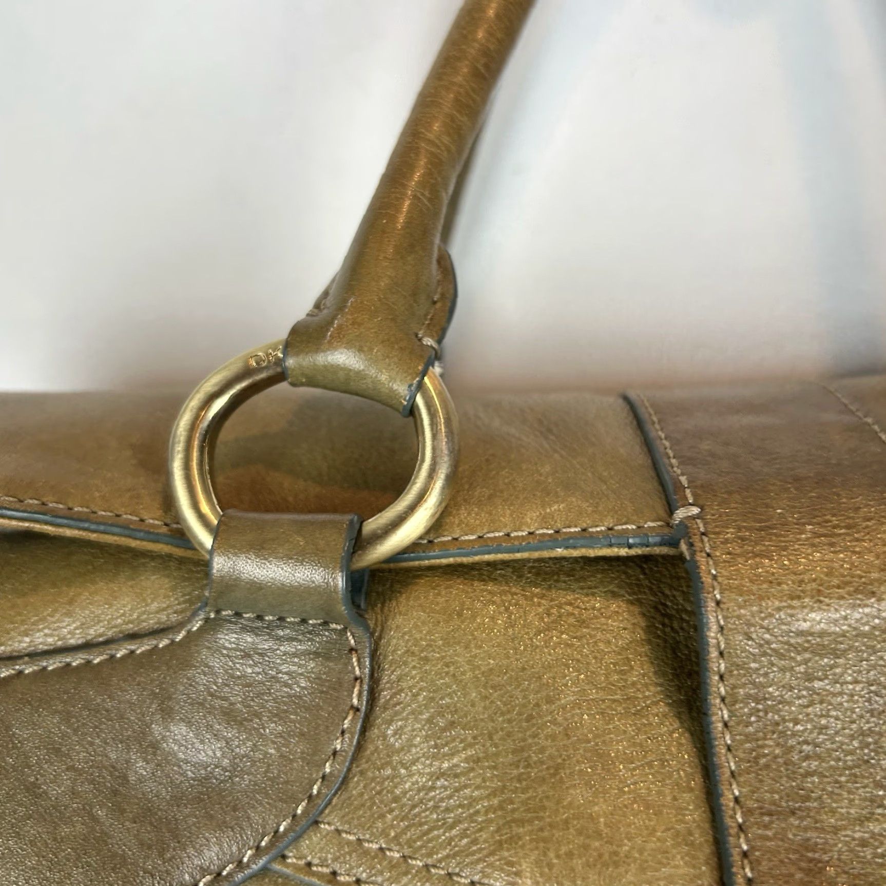 DKNY DKNY Purse Shoulder Army Green Leather Double Handles Read Size ONE SIZE - 7 Thumbnail