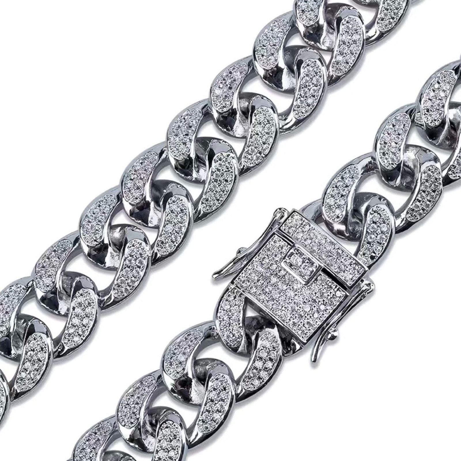 Jewelry Men’s and women’s silver plated Cuban chain link bracelet Size ONE SIZE - 3 Thumbnail