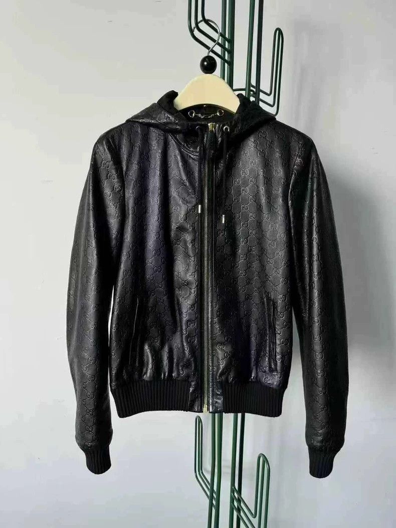 Gucci Gucci Hooded Leather Jacket with Logo Print - dmc Size US M / EU 48-50 / 2 - 1 Thumbnail