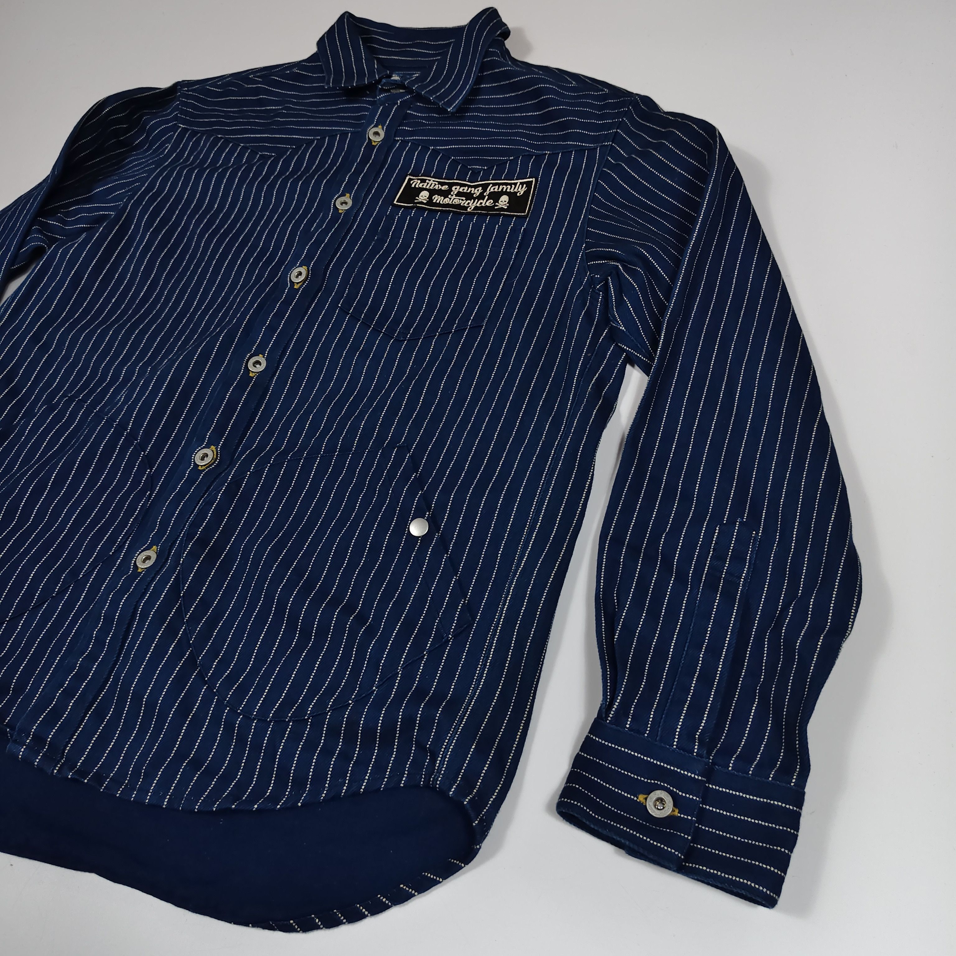 Japanese Brand Native Gang Family MC Wabash Stripe Work Shirt #F Size US M / EU 48-50 / 2 - 3 Thumbnail