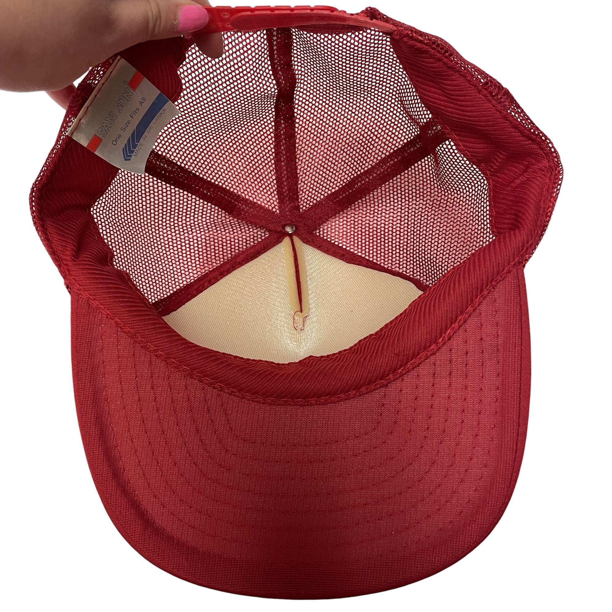 Other NOS 80's New Vtg San Sun ROUGHNECK Red Mesh TRUCKER Hat Size ONE SIZE - 7 Thumbnail