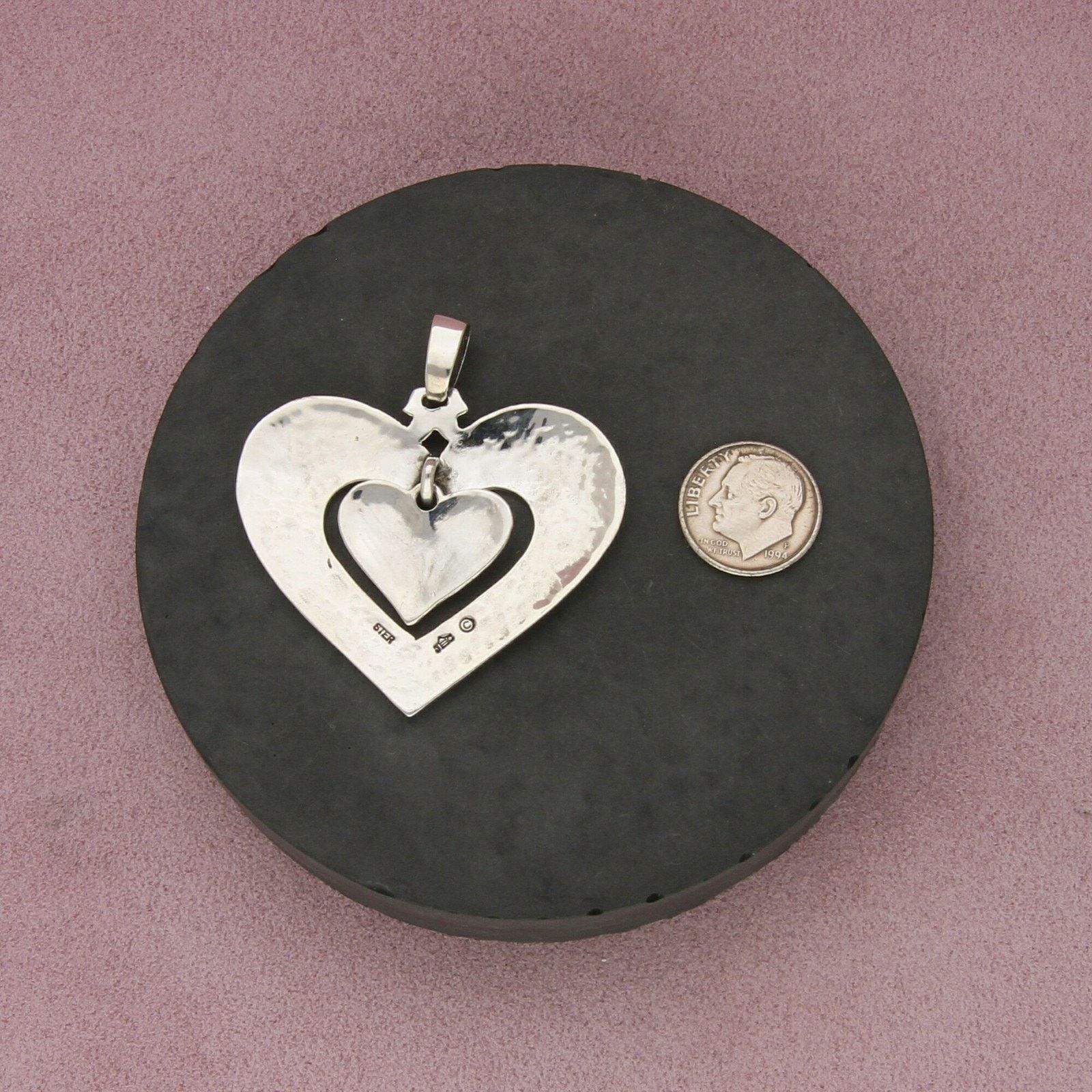 Sterling Silver jeep collins sterling silver scroll heart dangle pendant Size ONE SIZE - 3 Thumbnail
