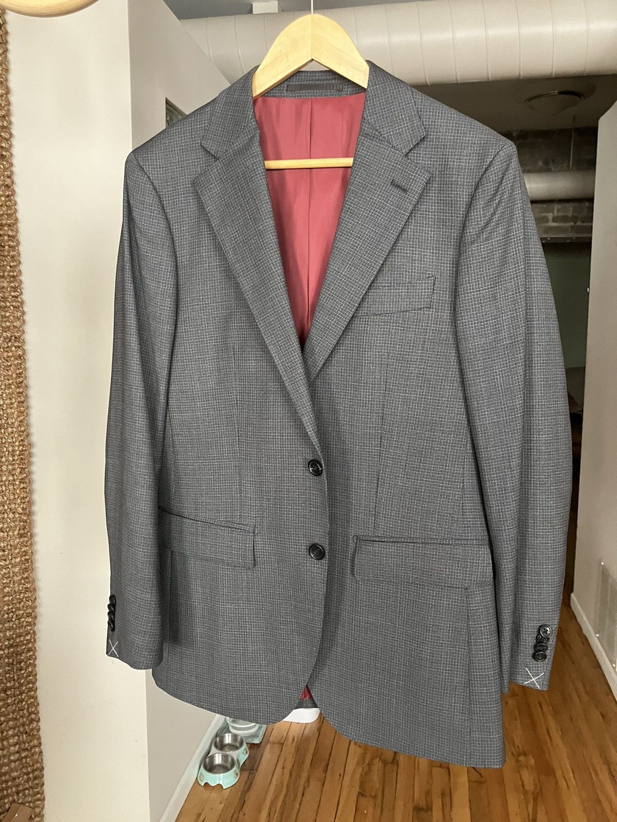 Designer × Spier & Mackay Spier & Mackay Grey Microcheck Suit Blazer Size 36R - 1 Thumbnail