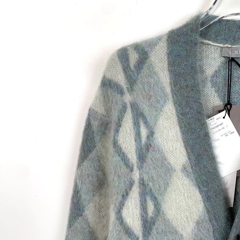 Dior Dior Color-blocked diamond-shaped plaid horsehair V-neck lo Size US M / EU 48-50 / 2 - 3 Thumbnail