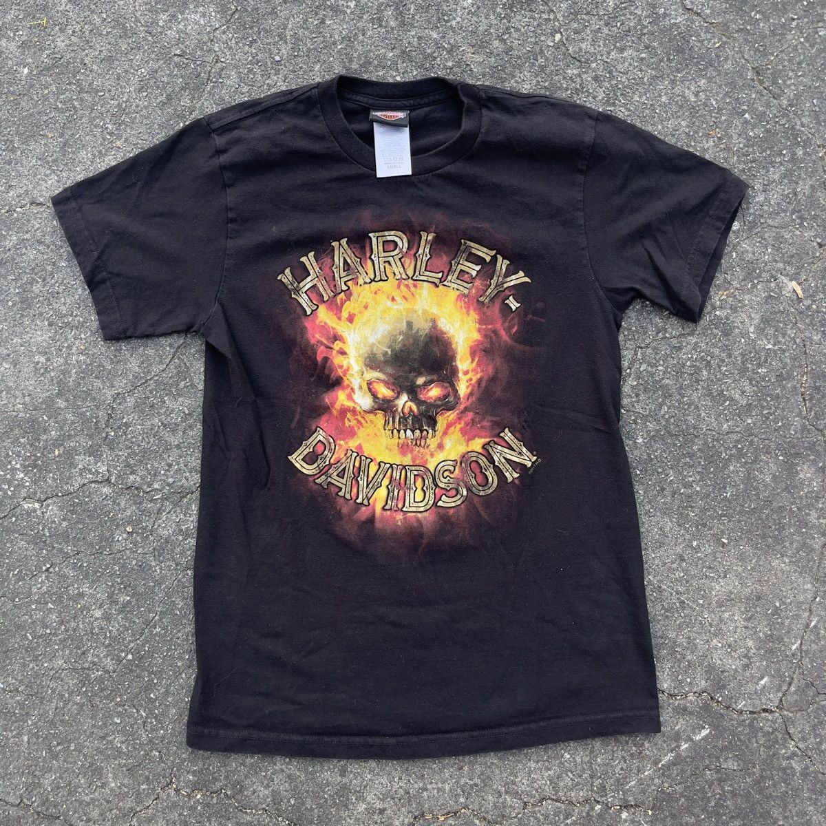 Harley Davidson × Vintage Vintage HARLEY DAVIDSON OF NEW YORK Faming Skull Shirt Size US S / EU 44-46 / 1 - 1 Thumbnail