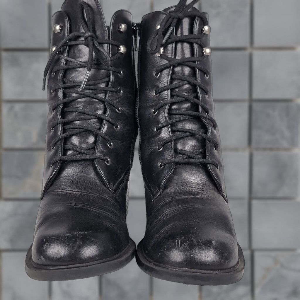Madewell VINTAGE Madewell Partners Lace Up Granny Black Leather Riding Boots Womens Size 6.5 Size US 7 / IT 37 - 1 Thumbnail