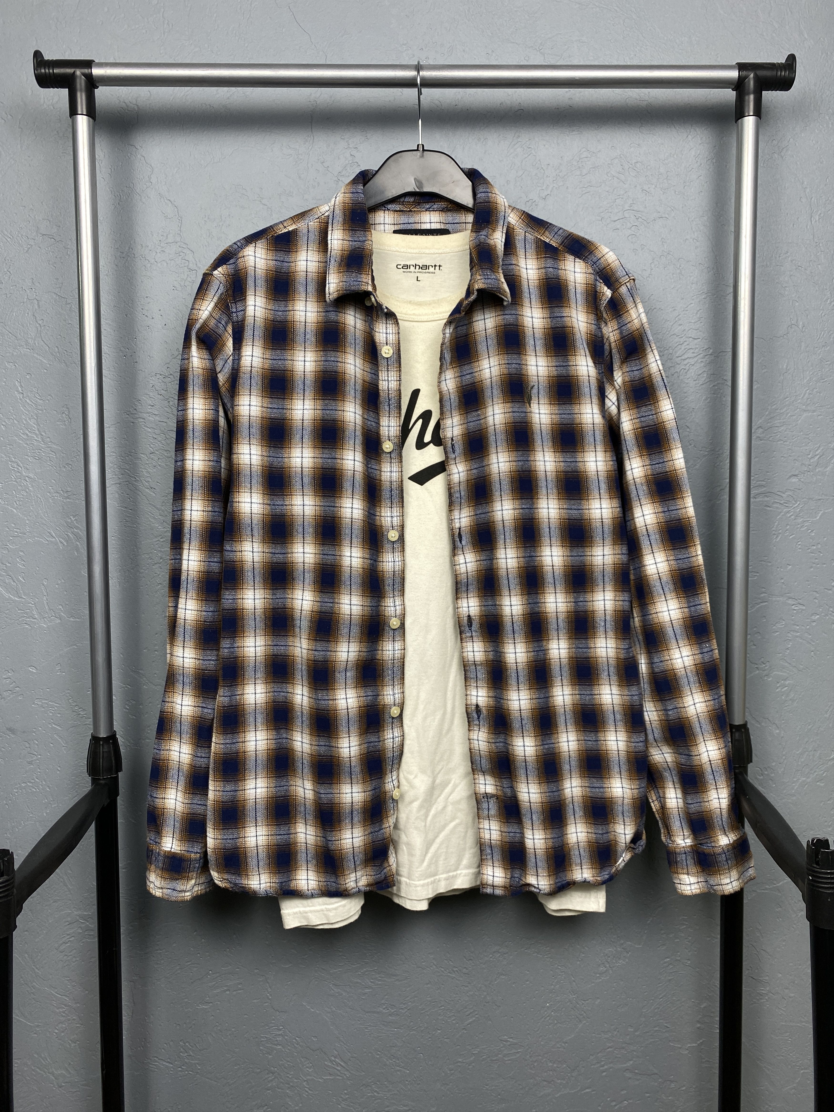 Allsaints Allsaints Amber LS Mens Flannel Plaid Shirt Y2K Size US M / EU 48-50 / 2 - 1 Thumbnail