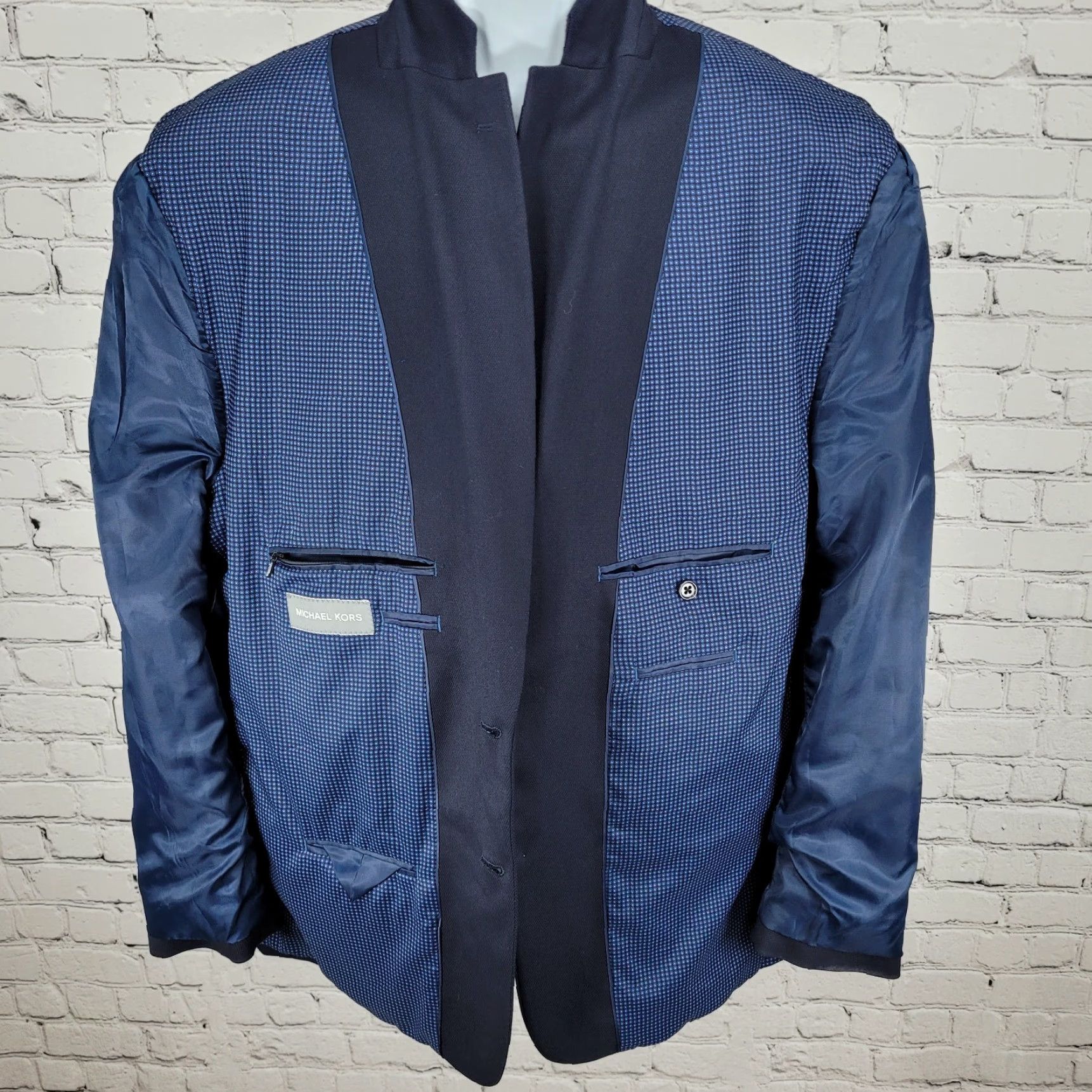 Michael Kors Michael Kors Navy Blue Blazer 2 Button Double Vented Notch Sport Coat Size 46R Size 46R - 6 Thumbnail