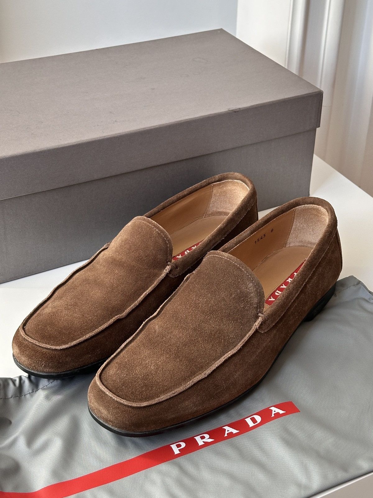 Prada Brown Leather Slip On Loafers- size‎ 9 Prada Loafers - Men main image 2