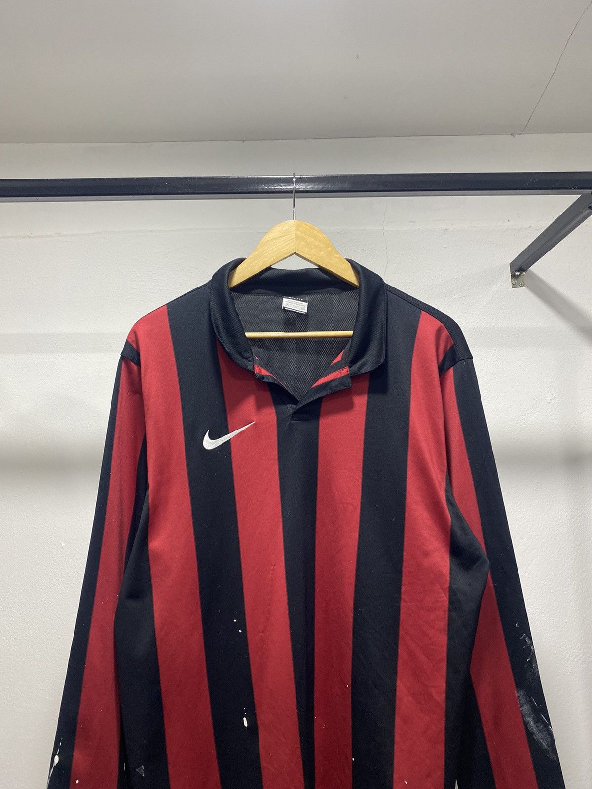 Vintage Sick☠️ Nike AC Milan Paint Bloke Core Jersey Collar Polo Size US L / EU 52-54 / 3 - 2 Thumbnail