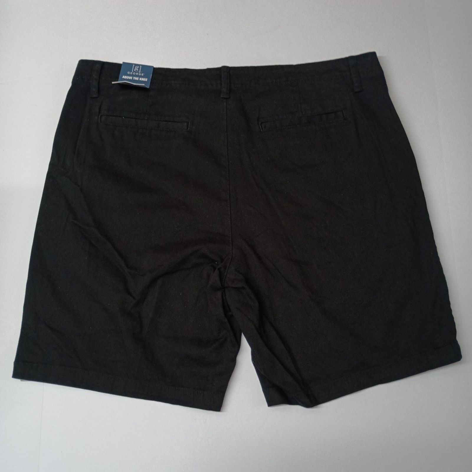 George George Twill Shorts Men's Size 38 Black Flat Front 9" Inseam Size US 38 / EU 54 - 4 Thumbnail