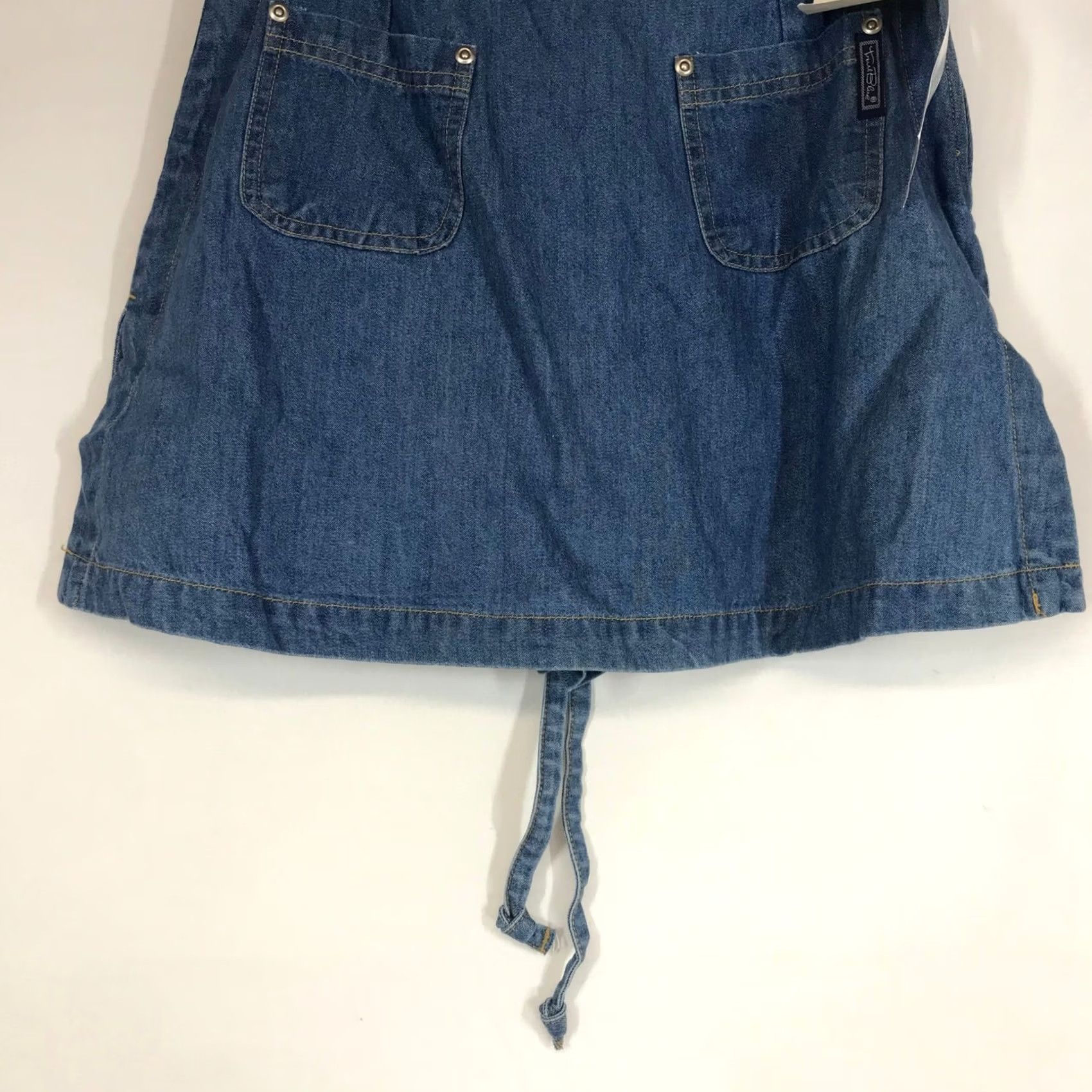 Denime VINTAGE True Blue Denim Skirt Tie Waist Pockets Mini A-Line Women Midi Blue Size 3/4 Size 26" / US 2 / IT 38 - 3 Thumbnail