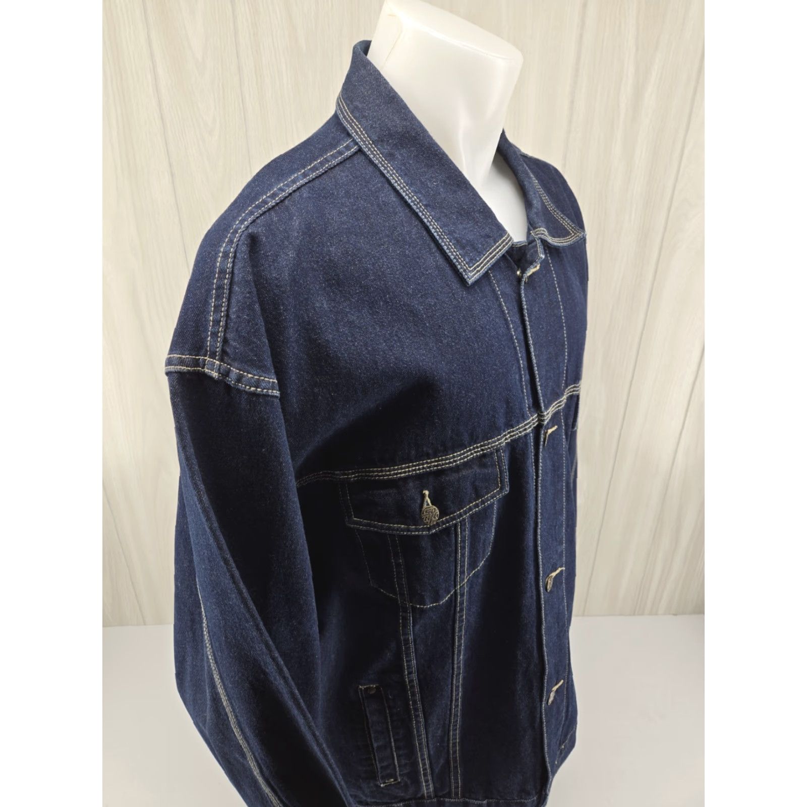 Denime VINTAGE SOHK Denim Jean Jacket Mens 2XL 90s Y2K Blue Embroidered Logo Pocket Casual Jacket Mens Size US 39 - 7 Thumbnail