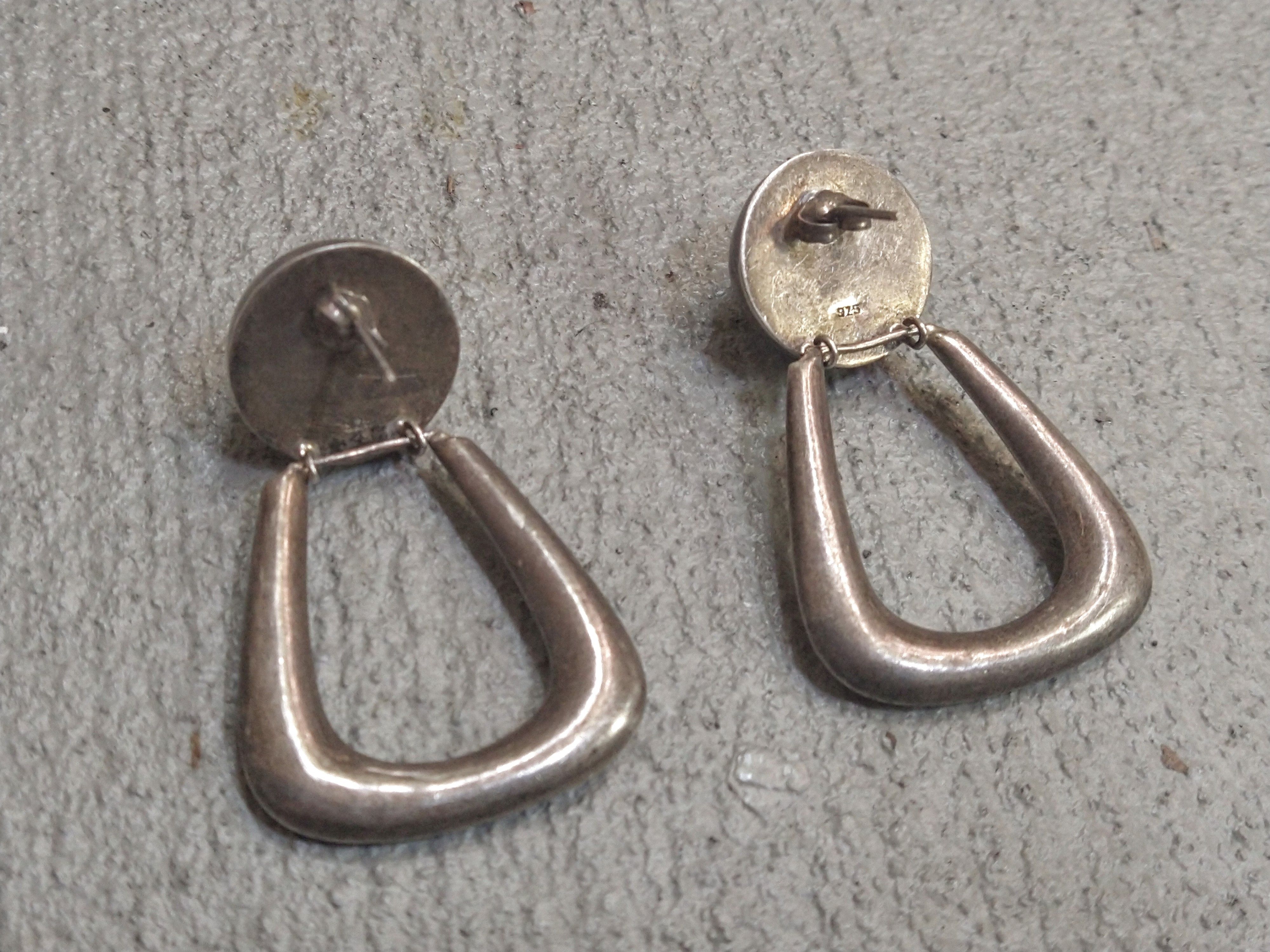 Jewelry Vintage Sterling Silver Earrings Mid Century Modern Mexico Size ONE SIZE - 5 Thumbnail