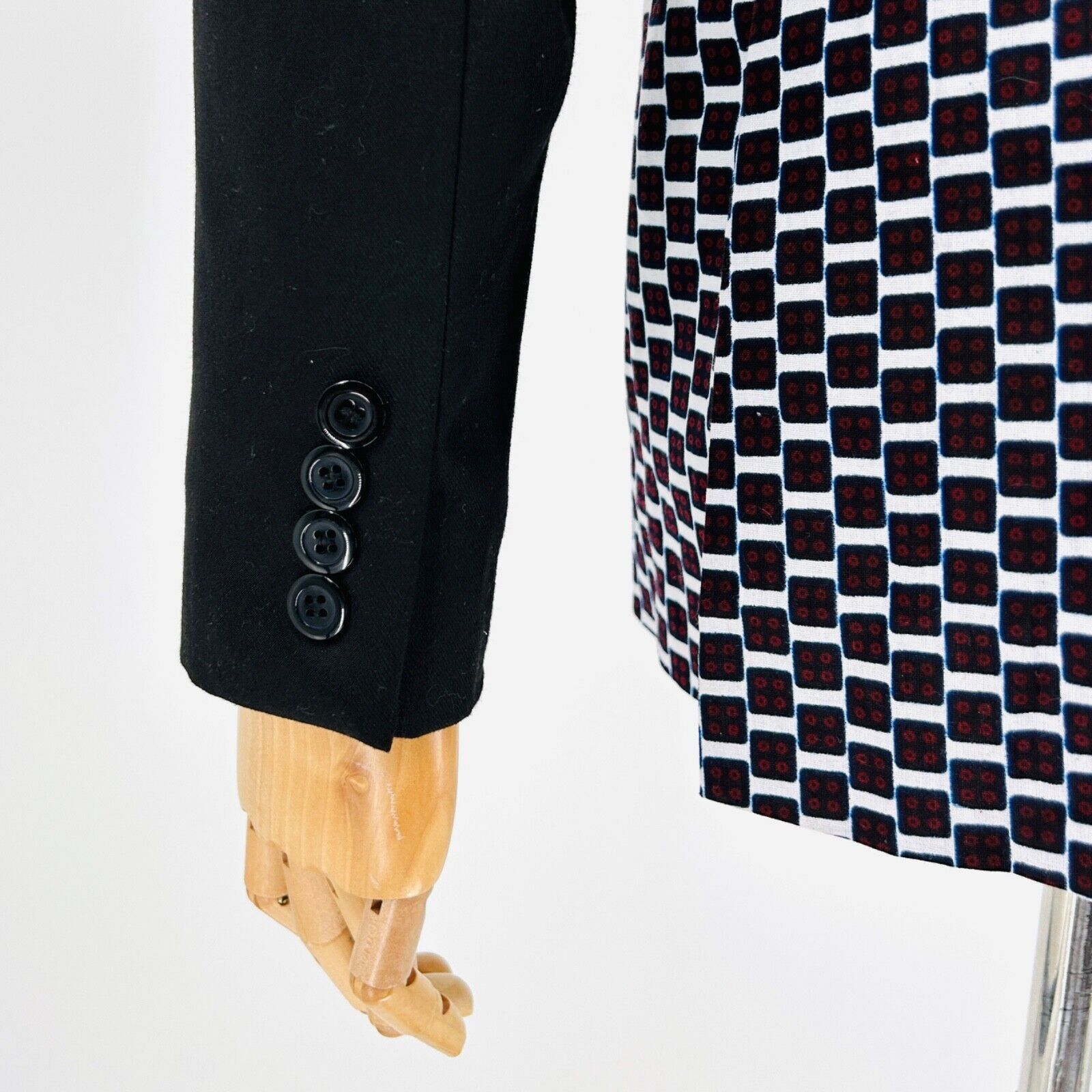 Handmade Handmade Cotton Black Ethnic African Print Blazer Jacket Size 34R - 7 Thumbnail