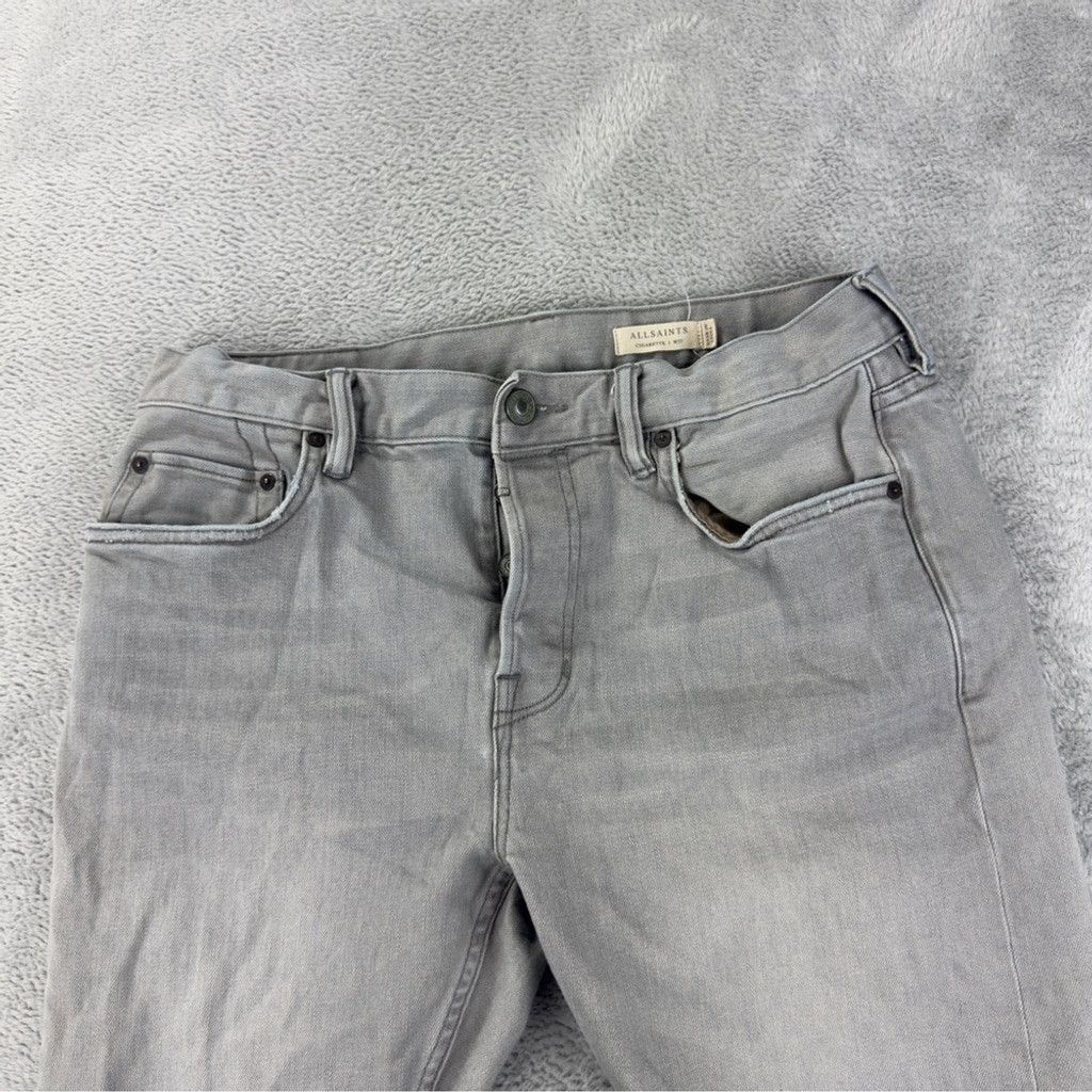 Allsaints All Saints Cigarette Men's Size 32x30 Light Grey Button Fly Size US 33 - 7 Thumbnail
