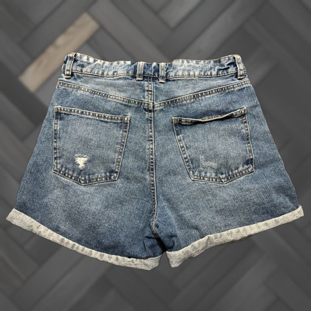 Denime VINTAGE Refuge Denim Distressed Ripped Jean Shorts Juniors Size 7 Blue Cuffed Size 30" / US 8 / IT 44 - 1 Thumbnail