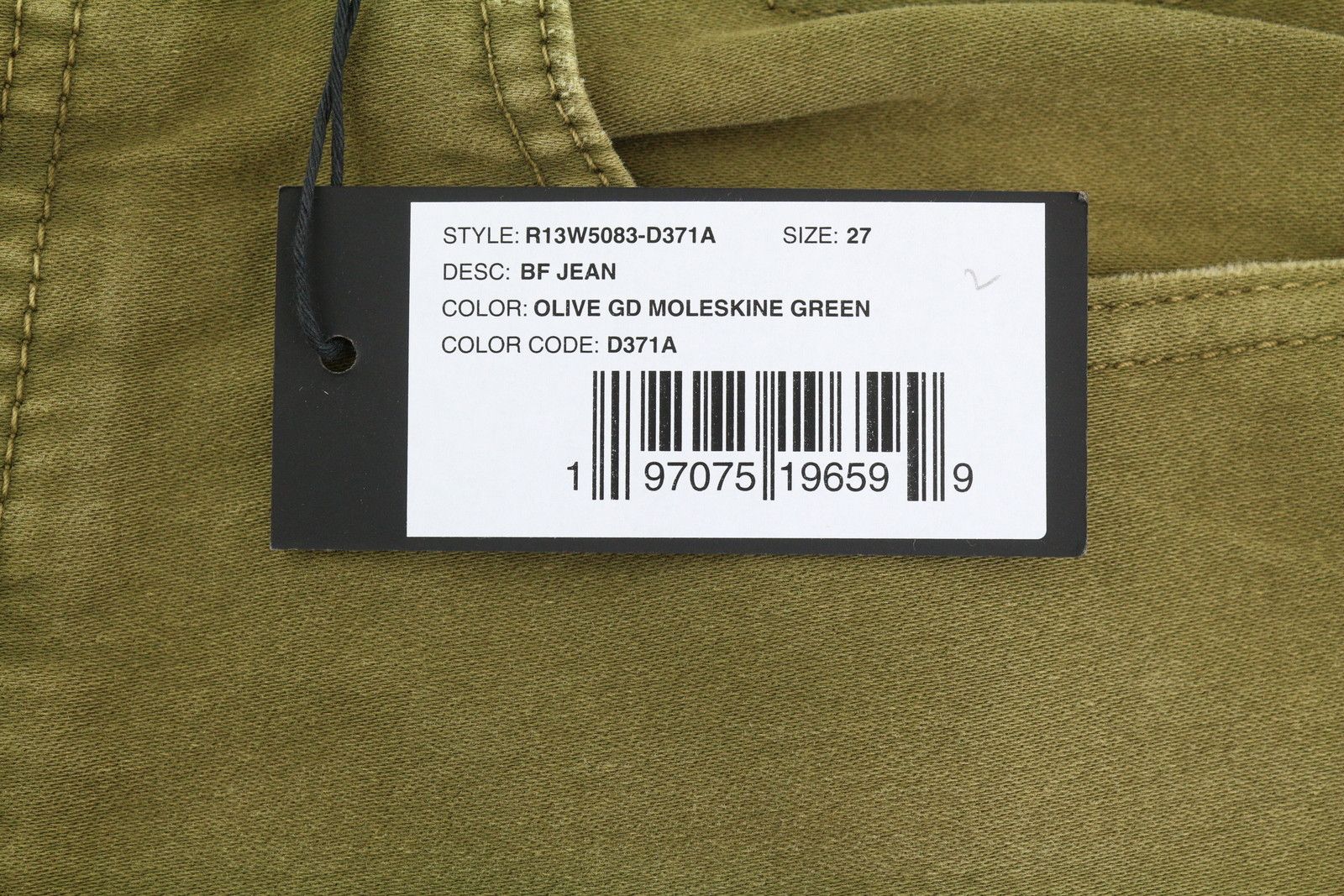 R13 BOYFRIEND 27 Olive Garment Dyed Moleskin Faded FW25 86611 Size 27" / US 4 / IT 40 - 7 Thumbnail