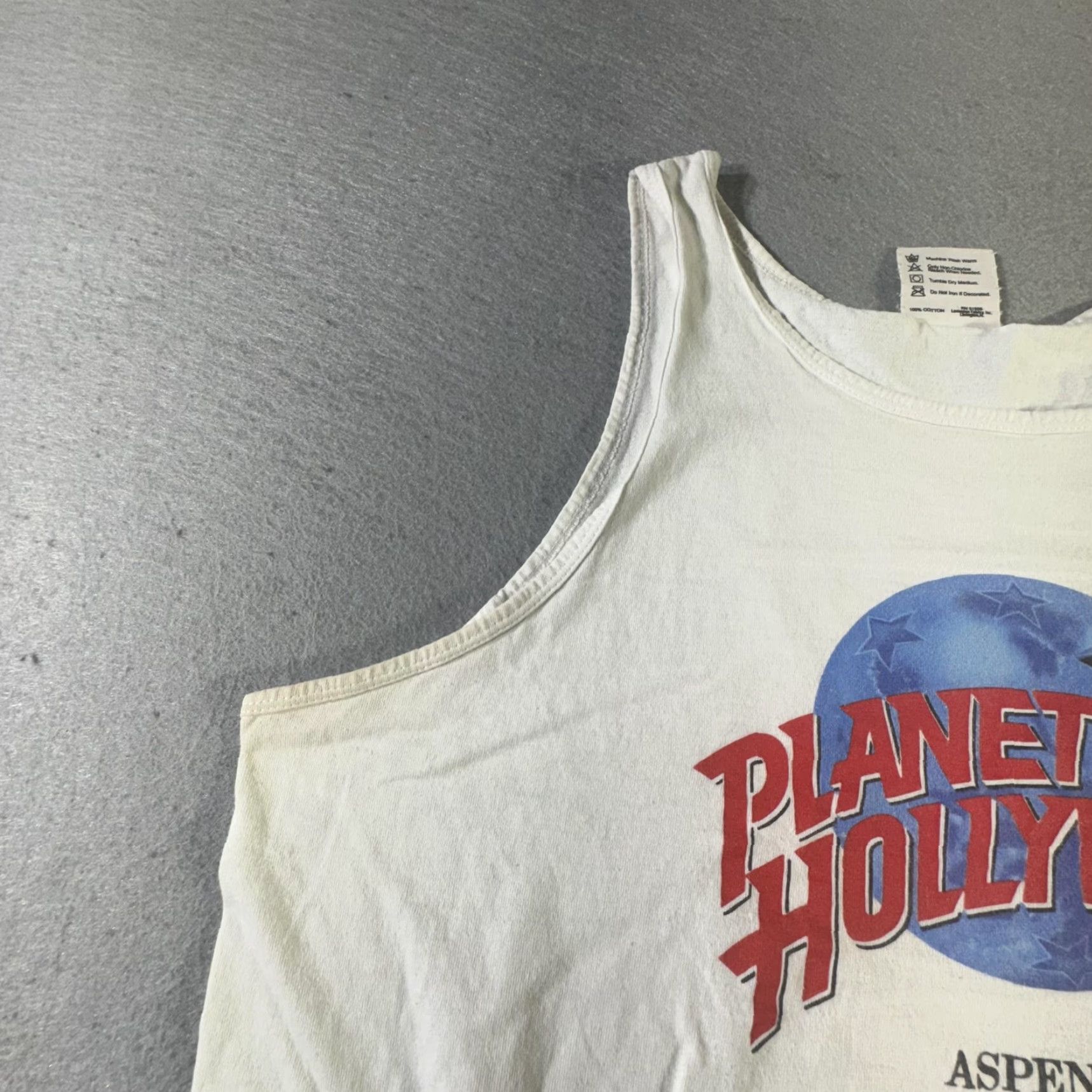 Planet Hollywood VINTAGE Planet Hollywood T-Shirt Men XL White 90s Retro Travel Promo Cotton Sleeveless Aspen Graphic Size US XL / EU 56 / 4 - 3 Thumbnail