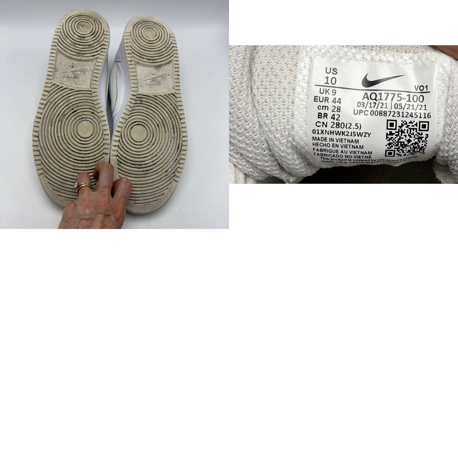 Nike Nike Ebernon Low Triple White AQ1775-100 Mens 10 Casual Sneakers Size US 10 / EU 43 - 8 Thumbnail