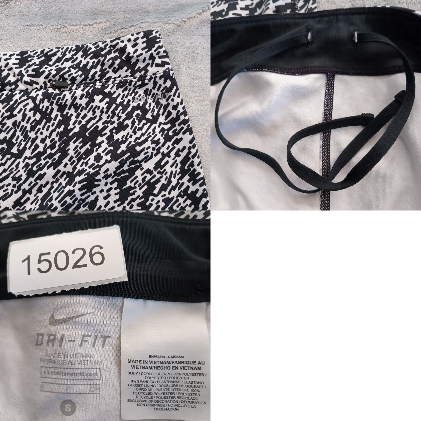 Nike Nike Dri-Fit Leggings Womens Small Black Geometric Pull On Crop 26x21.5 Mid Rise Size 32" / US 10 / IT 46 - 8 Thumbnail