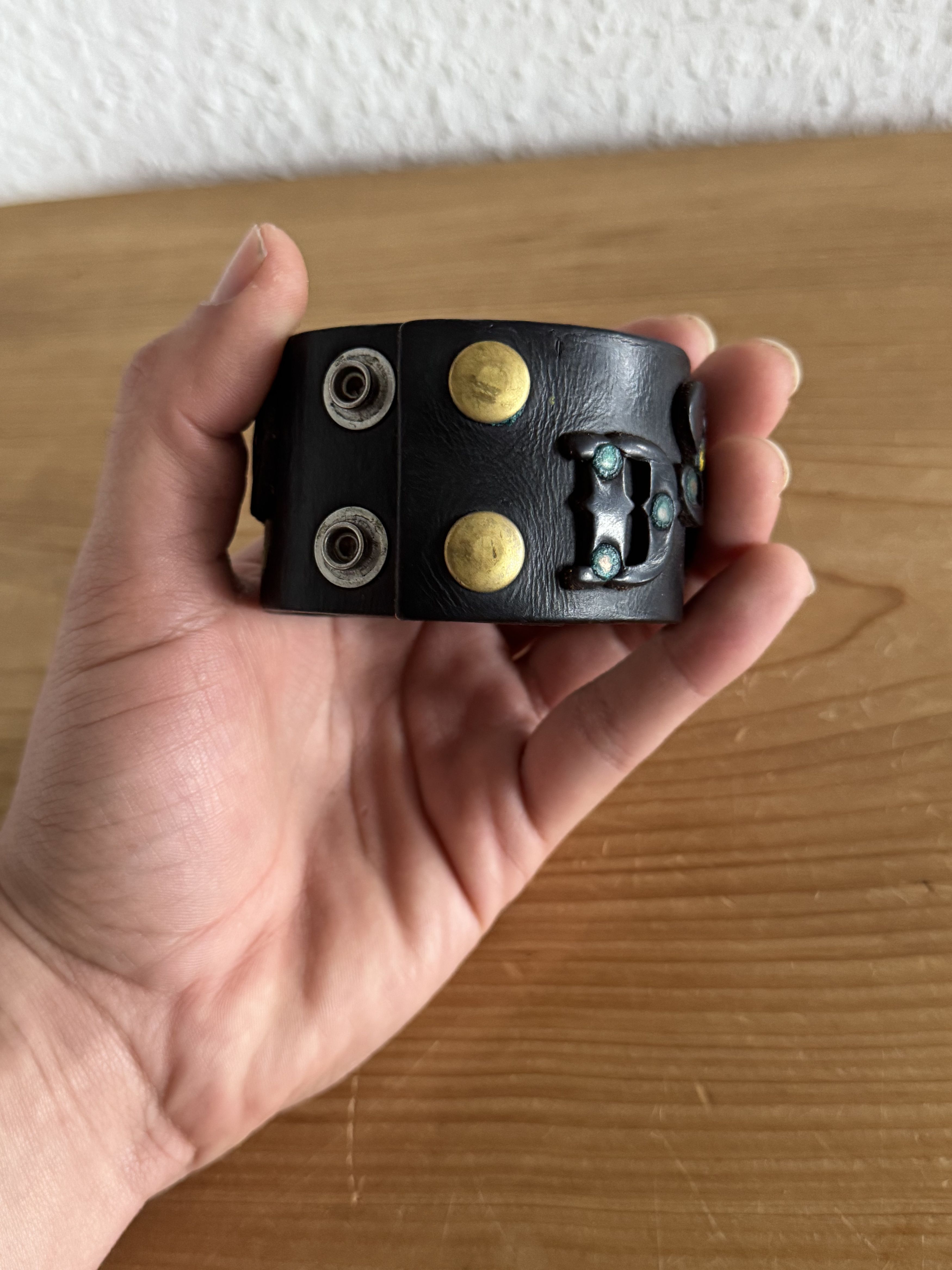 Dsquared2 Studded Logo Leather Cuff Bracelet Size ONE SIZE - 6 Thumbnail