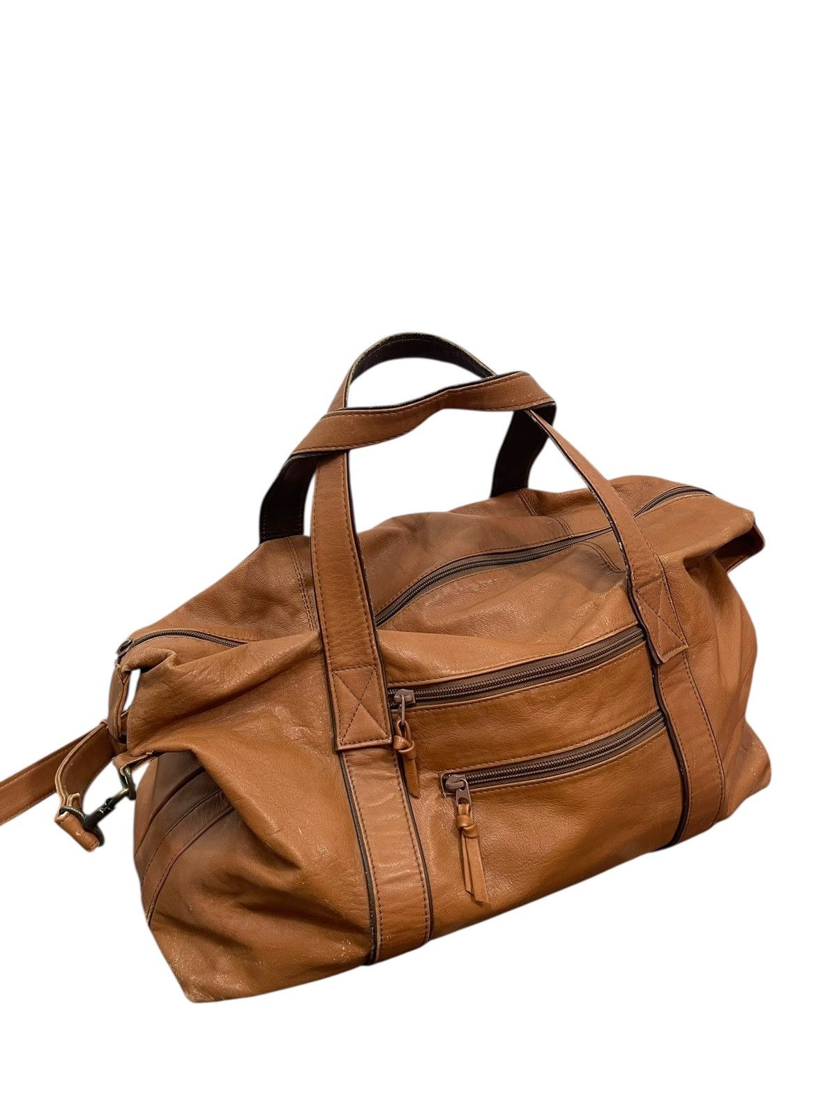 Leather Real Leather Patina Vtg Unknown Japan Duffle Travel Bag 9🟩 Size ONE SIZE - 6 Thumbnail