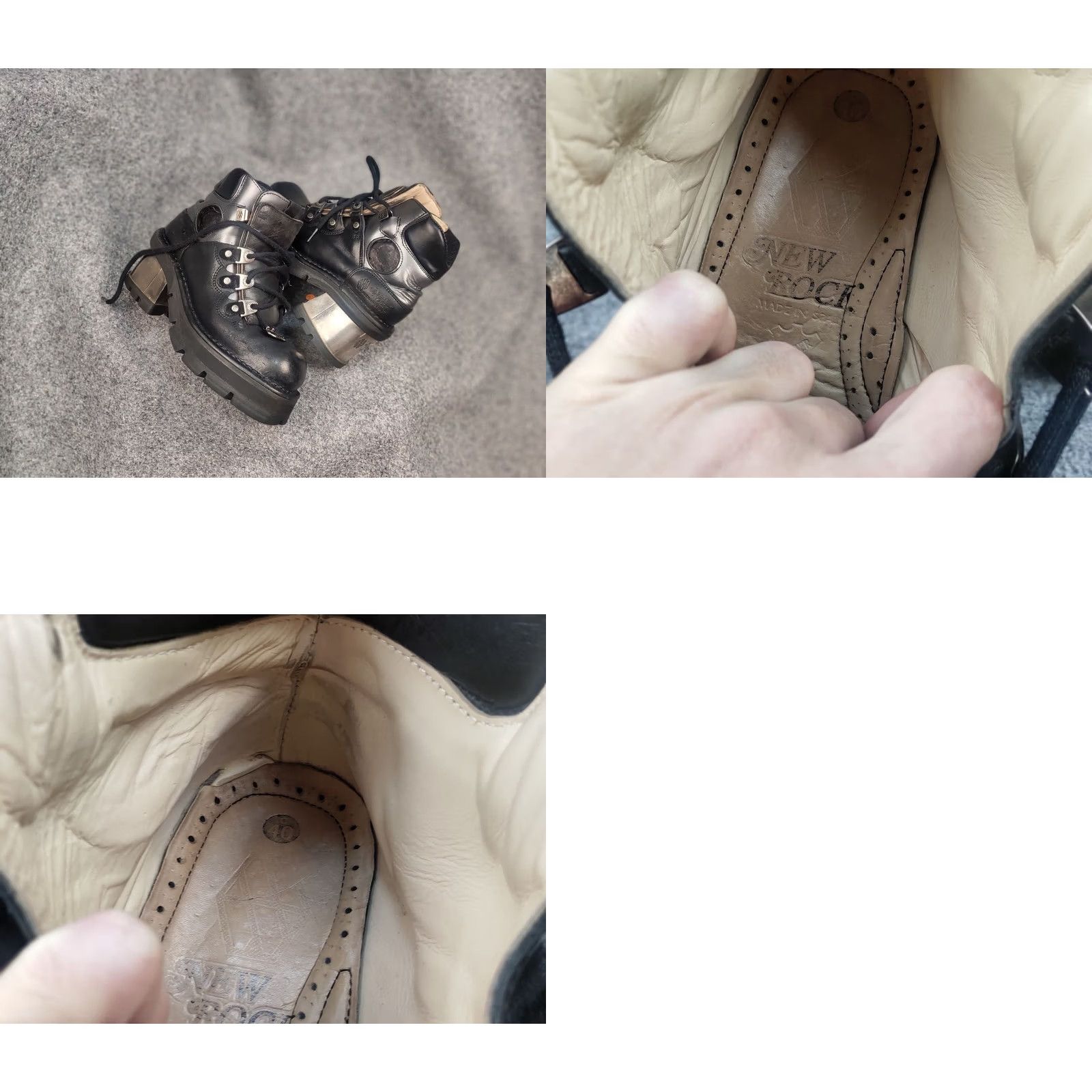New Rock New Rock Black Leather Boots with metallic heel hole lace Size US 10 / IT 40 - 11 Thumbnail