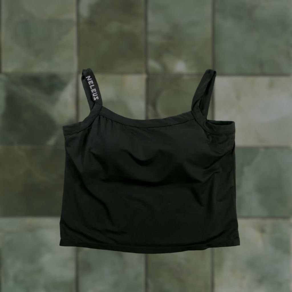 Vintage NELEUS Tank Top Womens 2XL Black Stretch Camisole Athletic Shelf Bra Support Size XXL / US 16-18 / IT 52-54 - 1 Thumbnail