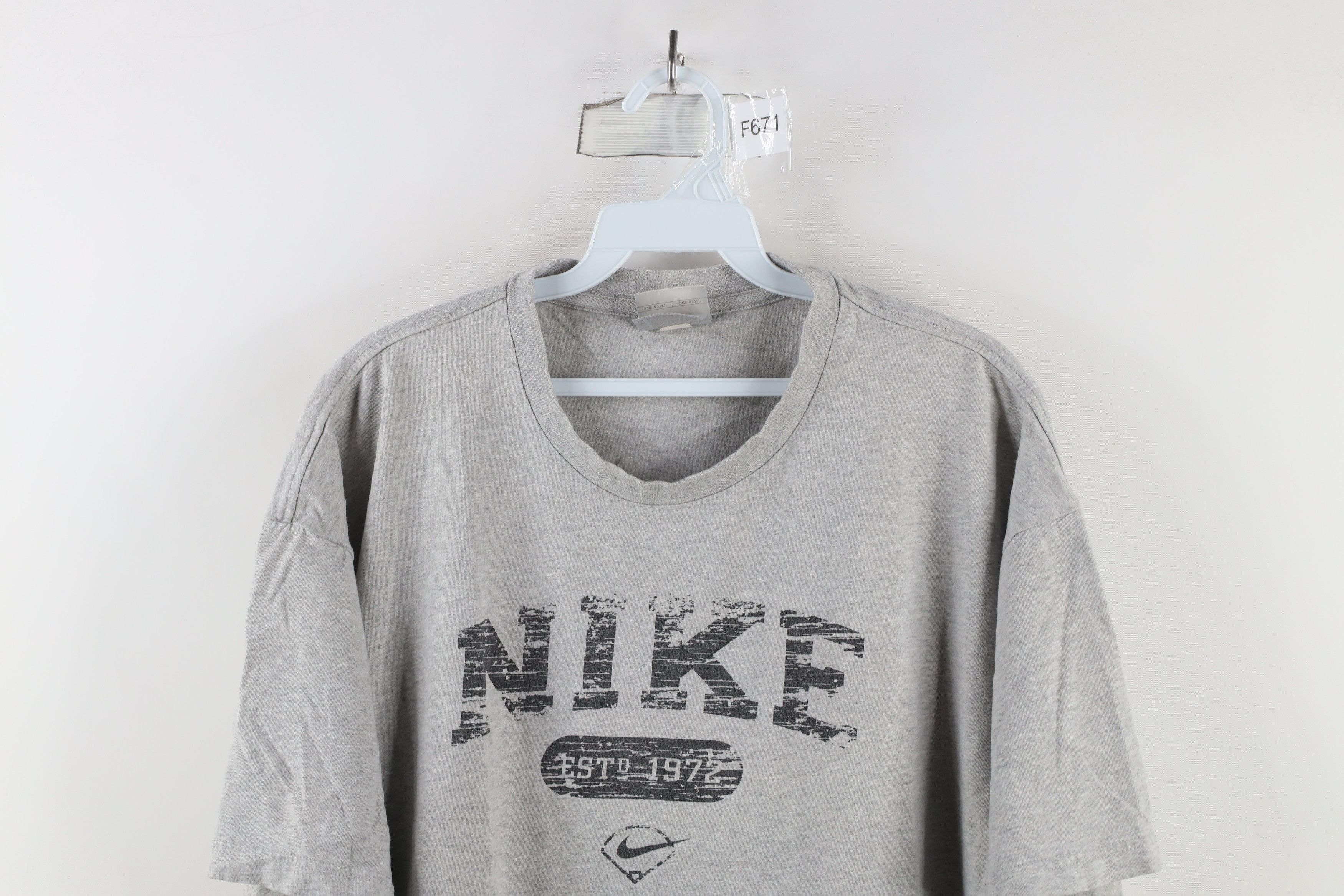 Nike × Vintage Vintage Nike Baseball Scott Center Swoosh T-Shirt Gray Size US XL / EU 56 / 4 - 2 Thumbnail