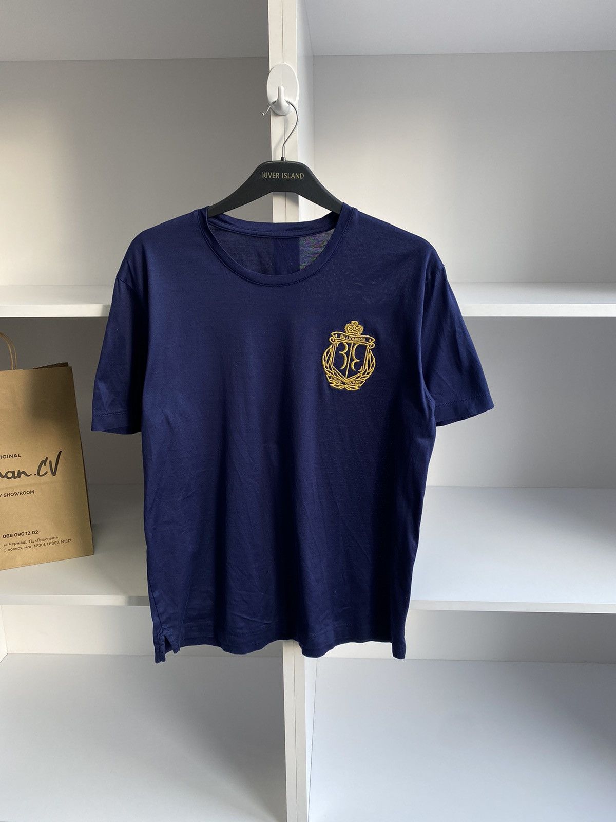 Billionaire Couture × Designer × Vintage Vintage Billionaire Couture Navy Luxury Streetwear T-shirt Size US L / EU 52-54 / 3 - 3 Thumbnail