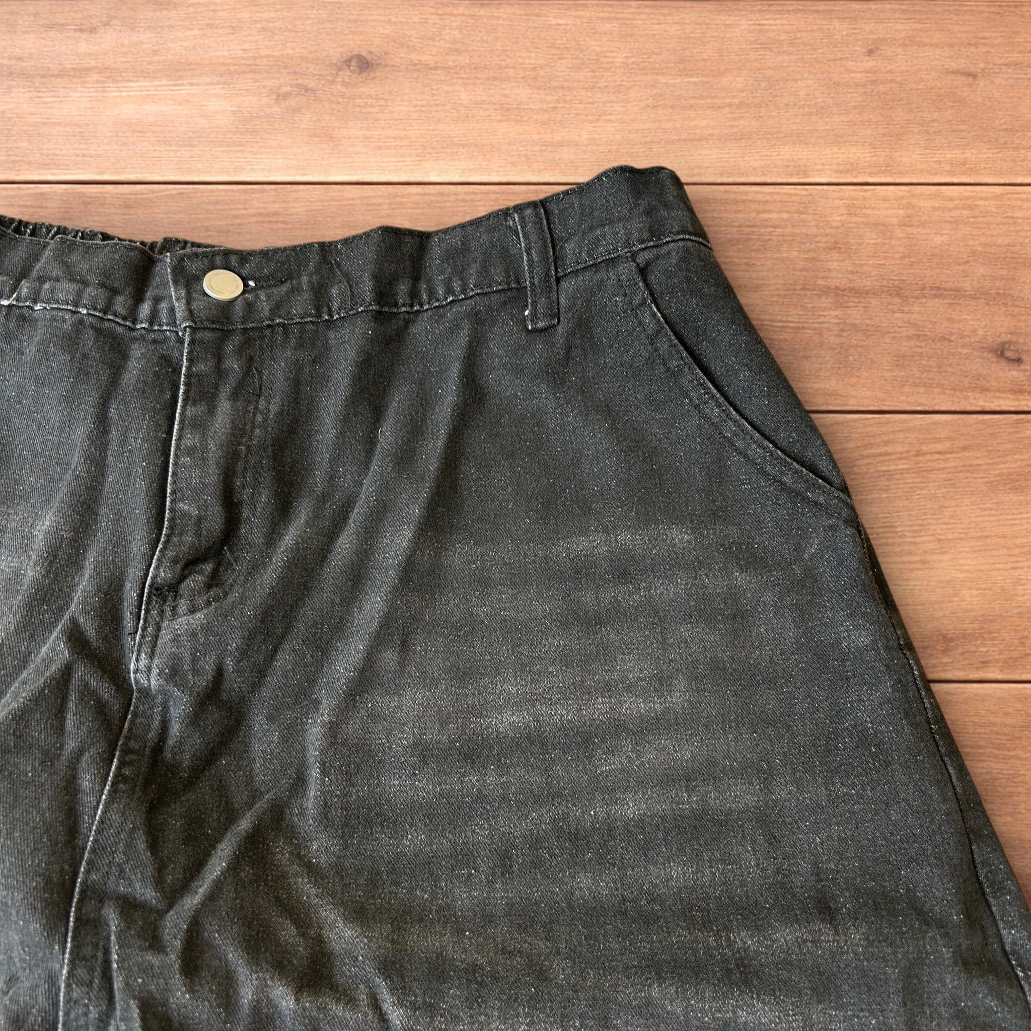 Japanese Brand Super baggy wide leg balloon fit jeans in washed black. Size US 34 / EU 50 - 3 Thumbnail