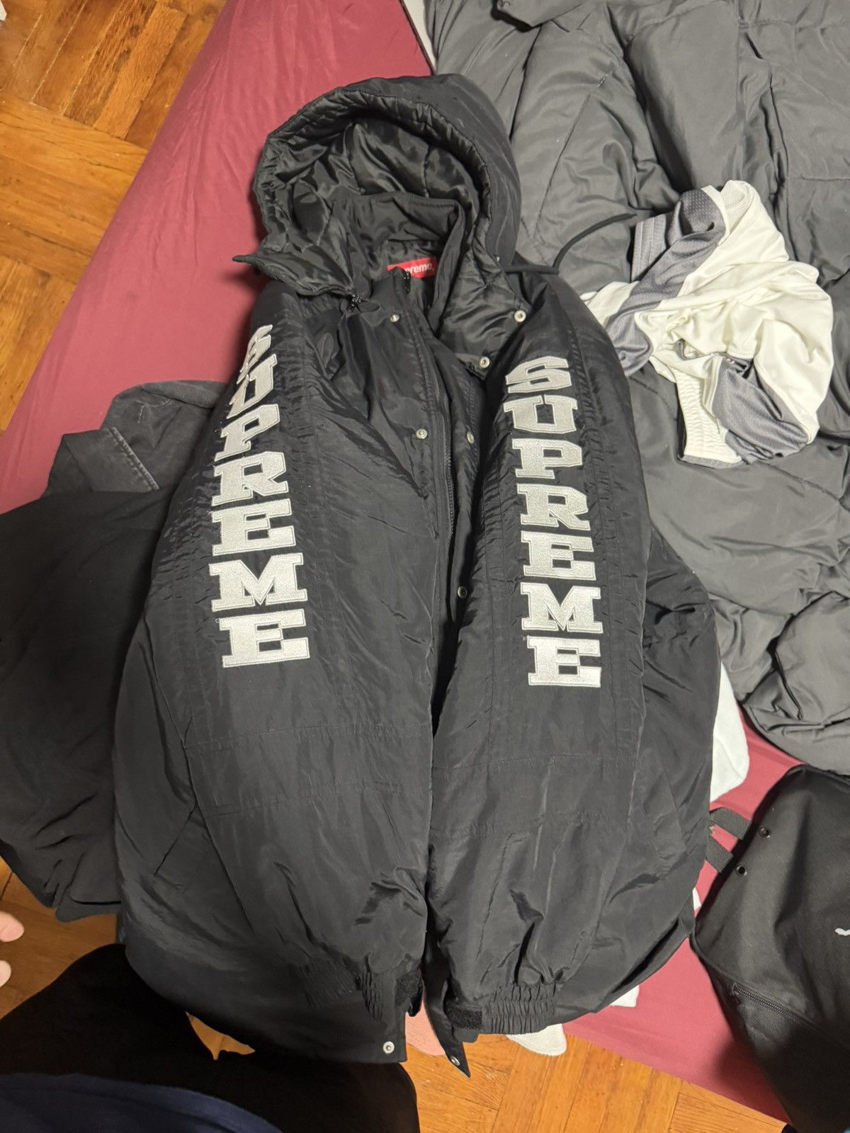 Supreme Supreme Sleeve Logo Sideline Parka Black Size US L / EU 52-54 / 3 - 1 Thumbnail