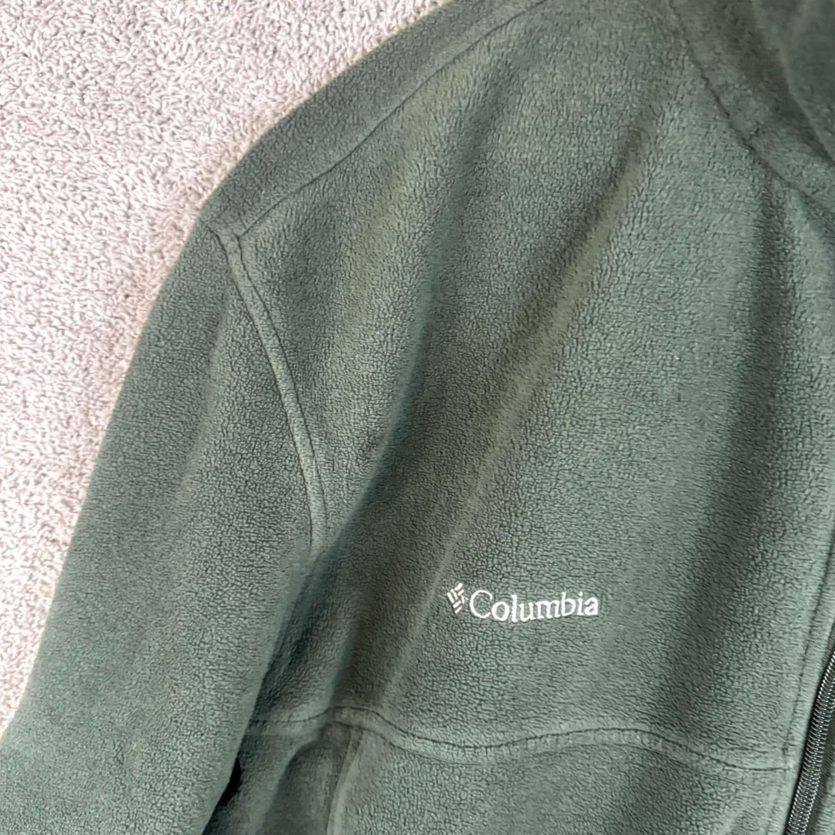 Logo 7 Columbia Fleece Jacket Mens XL Green Full Zip Stand Collar WM6113 Logo Zipper Pockets Size US XL / EU 56 / 4 - 7 Thumbnail