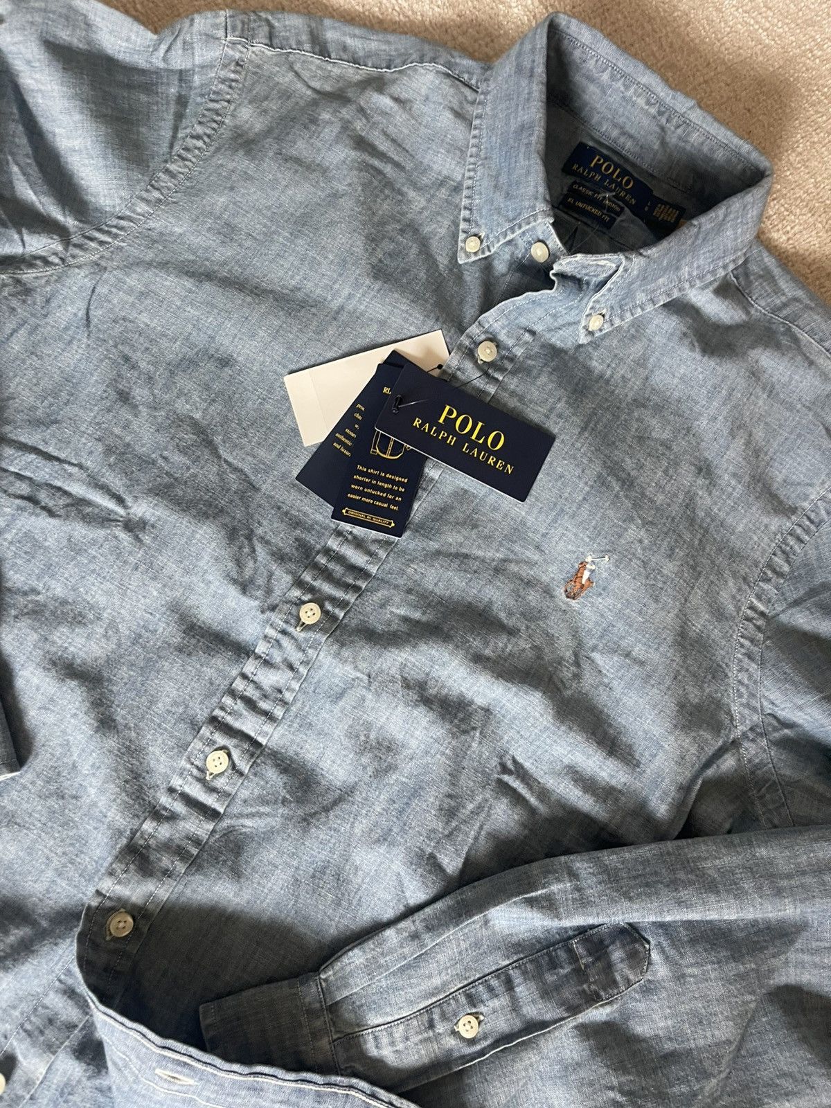 Polo Ralph Lauren Polo Ralph Lauren mens chambray indigo shirt L New Size US L / EU 52-54 / 3 - 4 Thumbnail