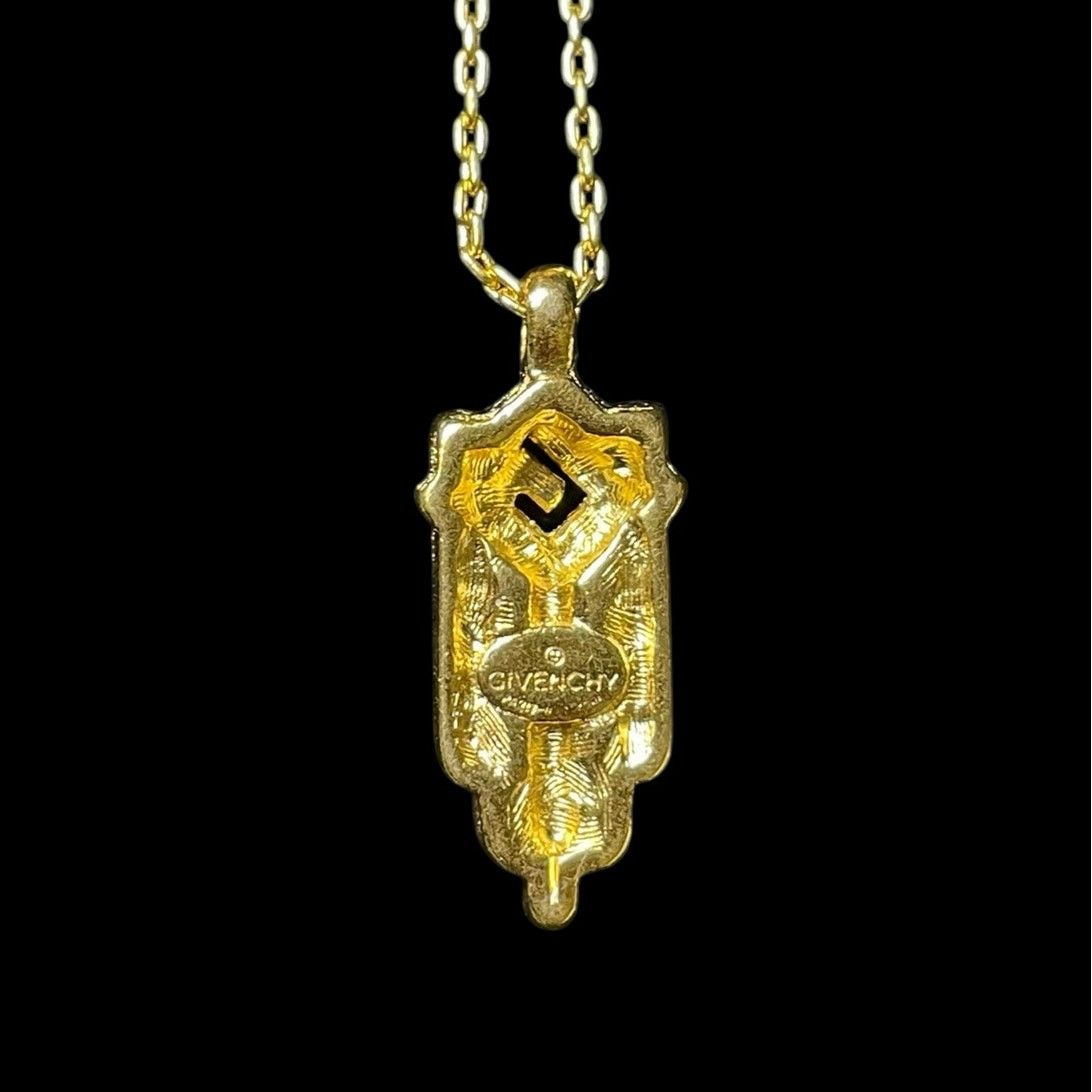 Givenchy Givenchy Art Deco Gold Plated G Rhinestone Necklace 15 in Size ONE SIZE - 6 Thumbnail