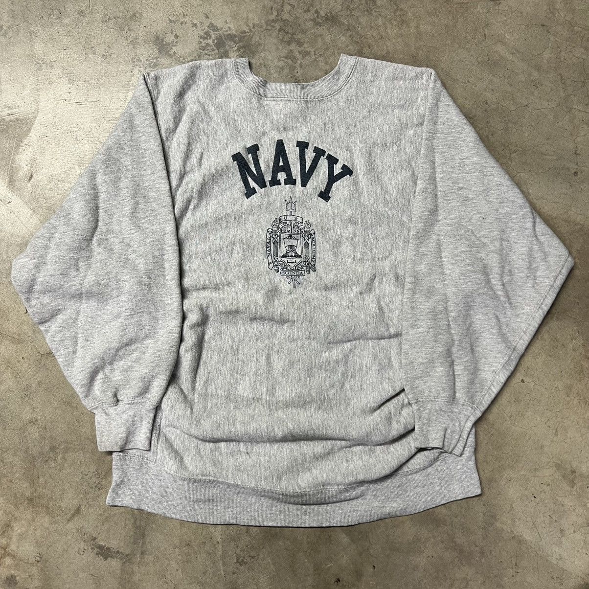 Vintage Vintage 90’s U.S. NAVY 🇺🇸 Reverse-Weave Crewneck Sweater Size US XL / EU 56 / 4 - 5 Thumbnail